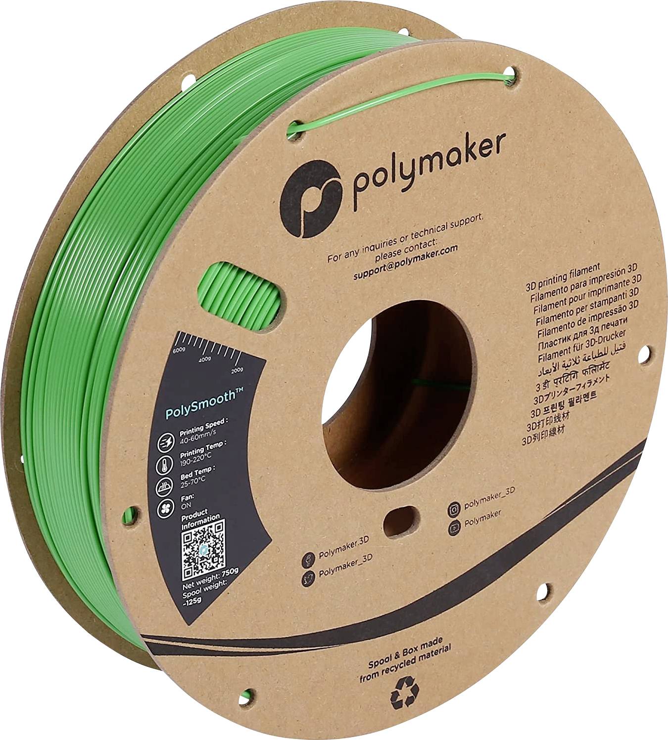 Polymaker PJ01006 PJ01006 Filament PVB Polijstbaar 1.75 mm 750 g Groen PolySmooth™ 1 stuk(s)