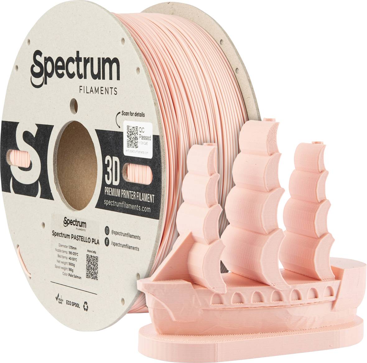 Spectrum Filaments 80710 Pastello PLA Filament PLA kunststof Mat 1.75 mm 1000 g Pale Salmon, Zalmrood, Pastel 1 stuk(s)