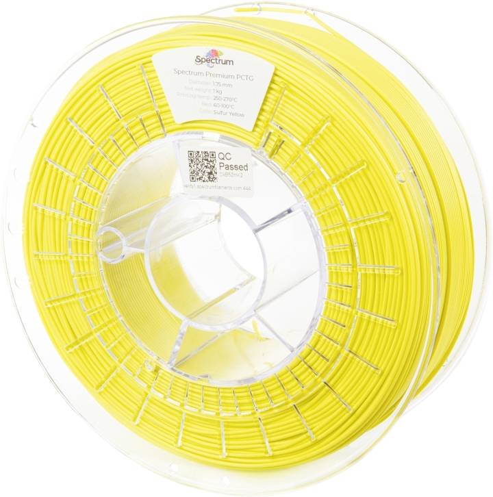 Spectrum Filaments 80661 Premium PCTG Filament PCTG Chemisch bestendig, Geurarm 1.75 mm 1000 g Sulfur Yellow, Geel 1 stu