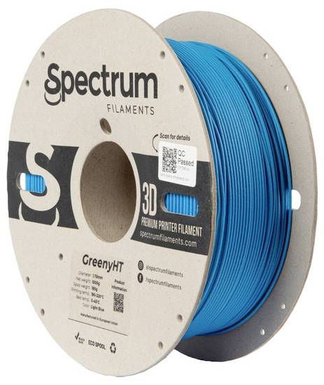 Spectrum Filaments 80703 GreenyHT Filament PLA kunststof Hittebestendig, Hoge stijfheid, Mat 1.75 mm 1000 g Light Blue,