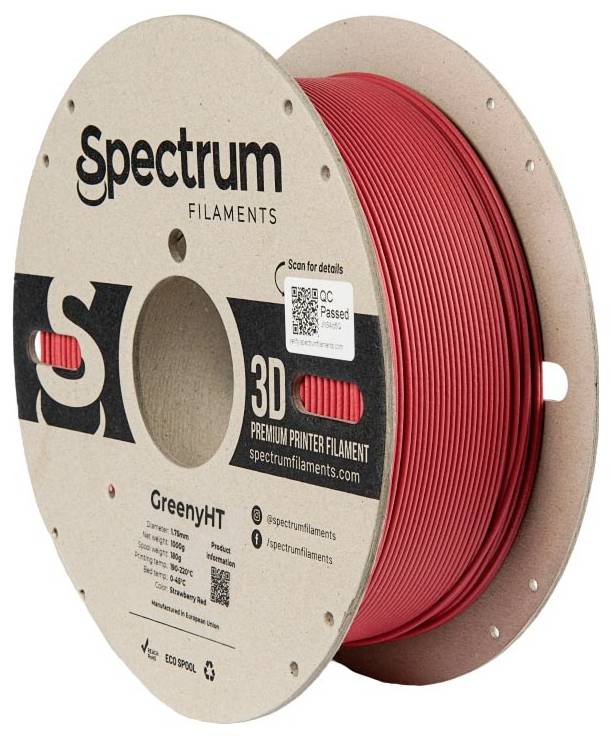 Spectrum Filaments 80702 GreenyHT Filament PLA kunststof Hittebestendig, Hoge stijfheid, Mat 1.75 mm 1000 g Rood 1 stuk(