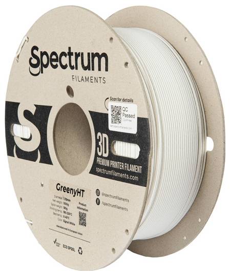 Spectrum Filaments 80700 GreenyHT Filament PLA kunststof Hittebestendig, Hoge stijfheid, Mat 1.75 mm 1000 g Signal White