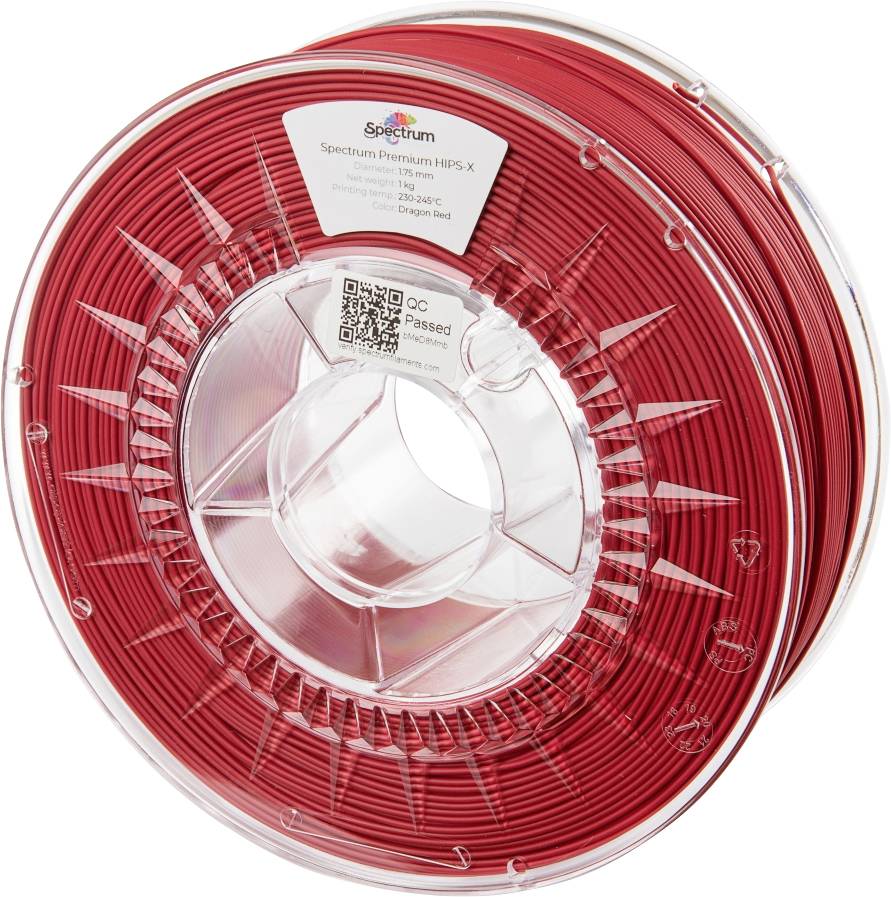 Spectrum Filaments 80077 HIPS-X DRAGON RED Filament HIPS, Supportmateriaal Slagvast, Makkelijk te schuren, Mat 1.75 mm 1
