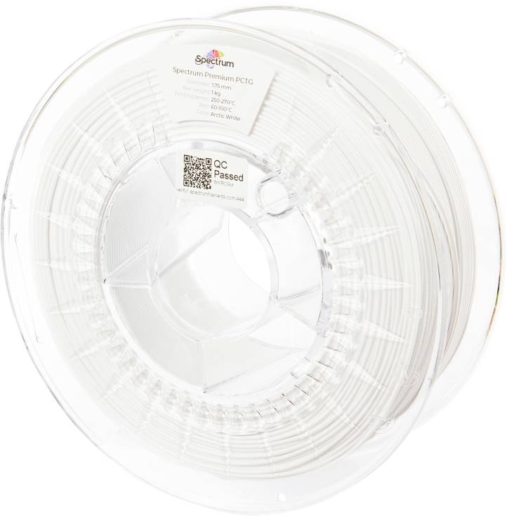 Spectrum Filaments 80660 Premium PCTG Filament PCTG Chemisch bestendig, Geurarm 1.75 mm 1000 g Arctic White, Wit 1 stuk(