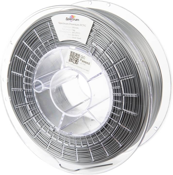 Spectrum Filaments 80658 Premium PCTG Filament PCTG Chemisch bestendig, Geurarm 1.75 mm 1000 g Silver Steel, Zilver, Sta