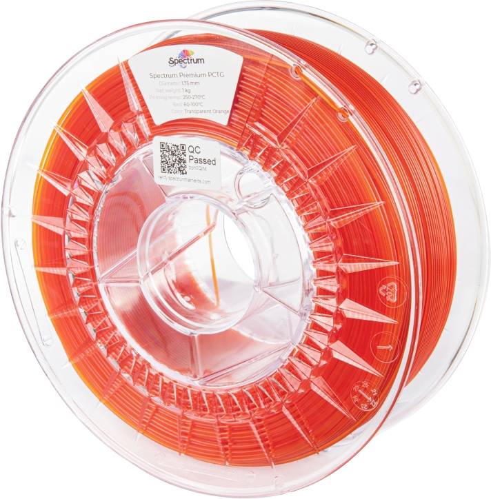 Spectrum Filaments 80736 Premium PCTG Filament PCTG Chemisch bestendig, Geurarm 1.75 mm 1000 g Transparant oranje, Oranj