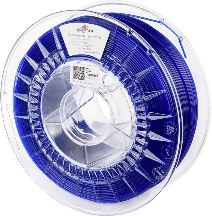 Spectrum Filaments 80739 Premium PCTG Filament PCTG Chemisch bestendig, Geurarm 1.75 mm 1000 g Transparent Blue, Blauw 1