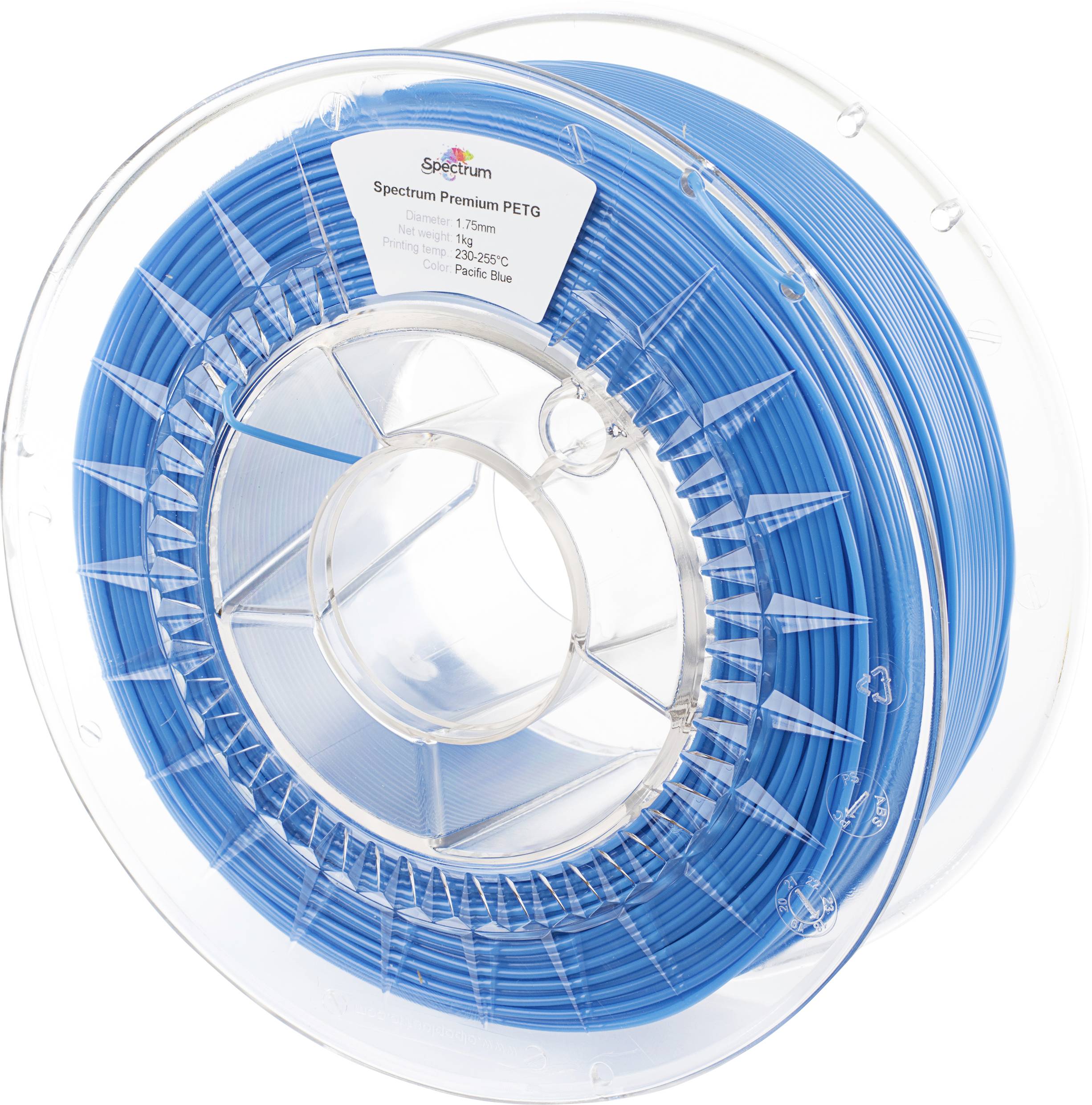 Spectrum Filaments 80061 PET-G Premium Filament PETG Chemisch bestendig, Slagvast 1.75 mm 1000 g Pacific-blauw, Blauw In
