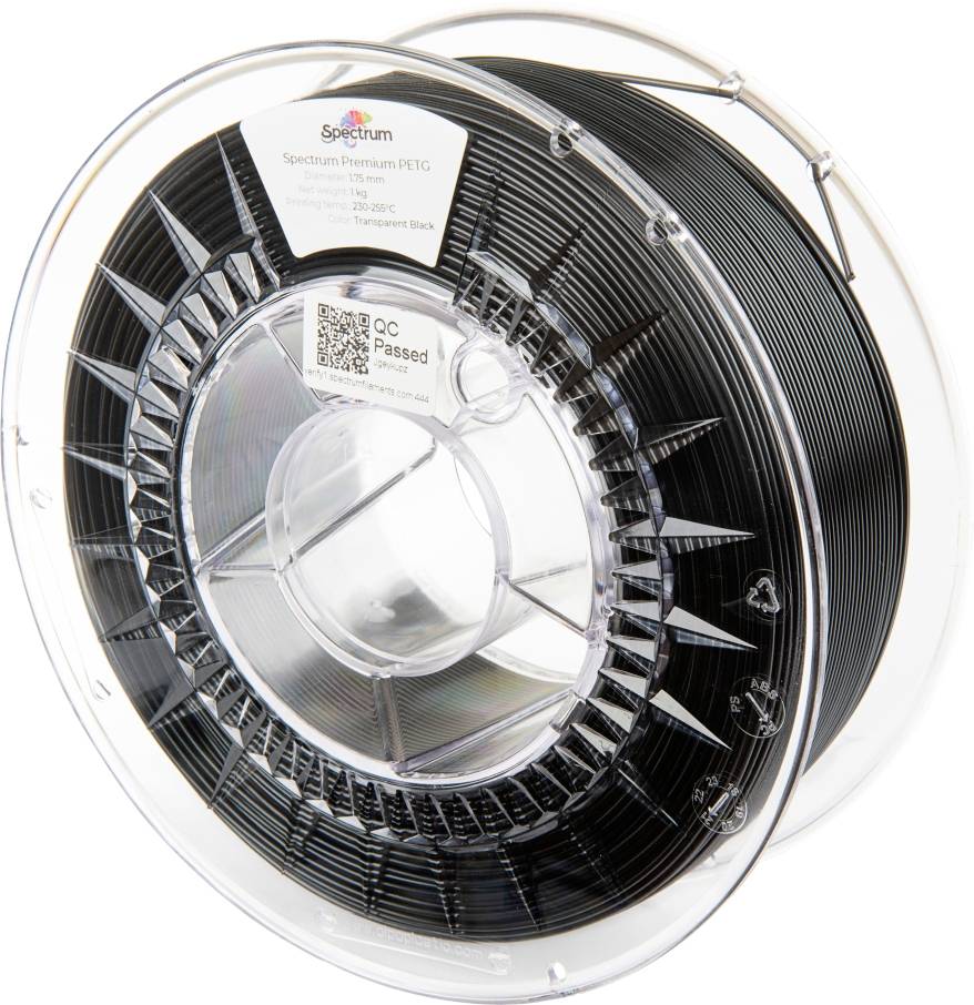 Spectrum Filaments 80473 PET-G Premium Filament PETG Chemisch bestendig, Slagvast 1.75 mm 1000 g Transparant, Zwart 1 st