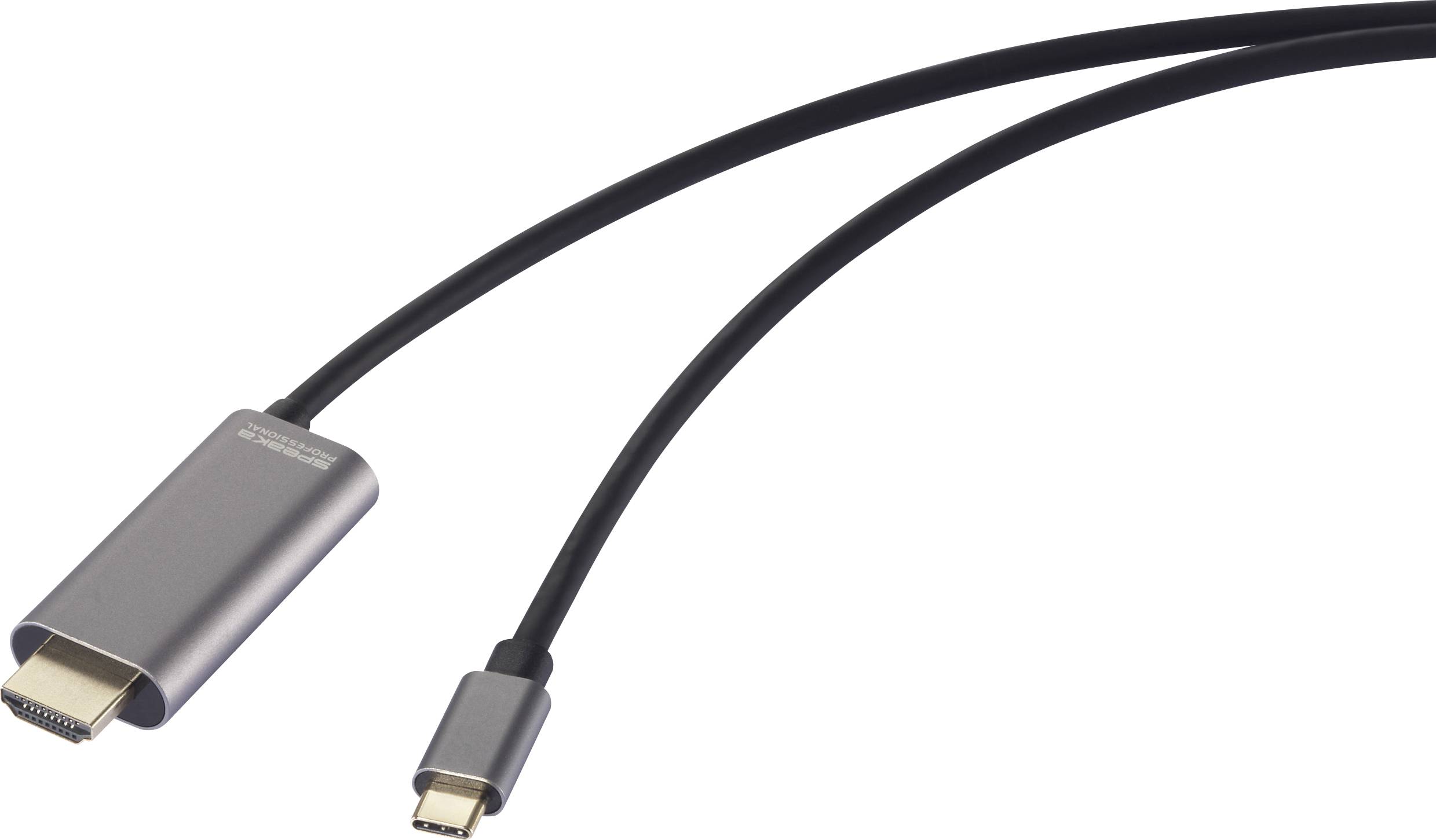 SpeaKa Professional SP-12866472 HDMI-kabel USB-C / HDMI Adapterkabel USB-C stekker, HDMI-A-stekker, USB-C bus 1.50 m Zwa