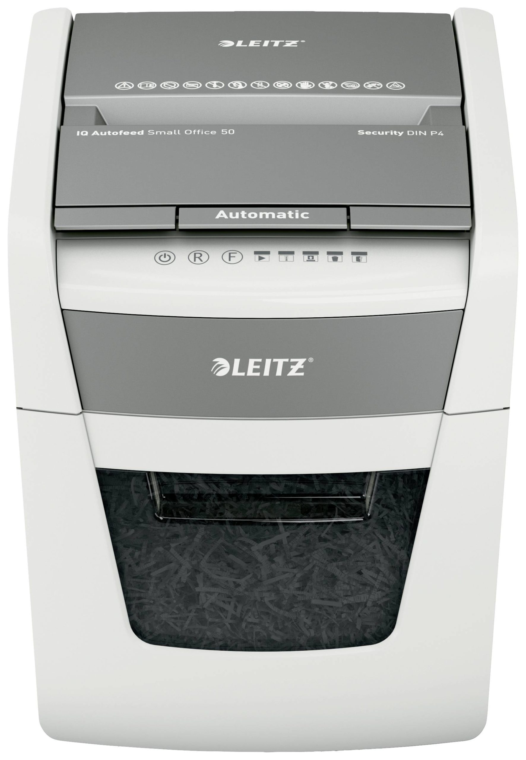 Leitz IQ Autofeed Small Office 50 P4 Papierversnipperaar 6 vellen Cross cut 4 x 28 mm P-4 20 l Ook geschikt voor Papercl