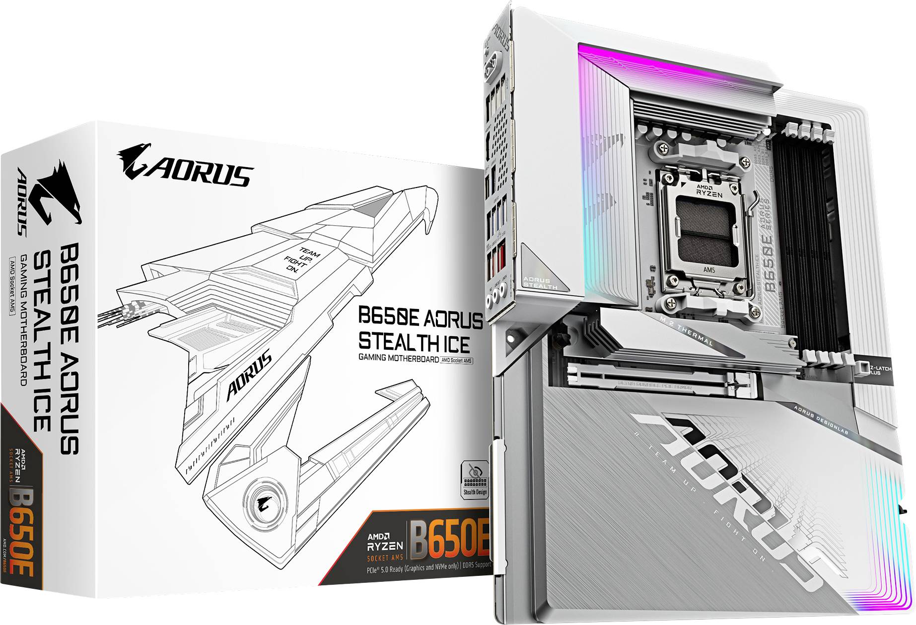 Gigabyte B650E A STEALTH ICE Moederbord Socket AMD AM5 Vormfactor ATX Moederbord chipset AMD® B650