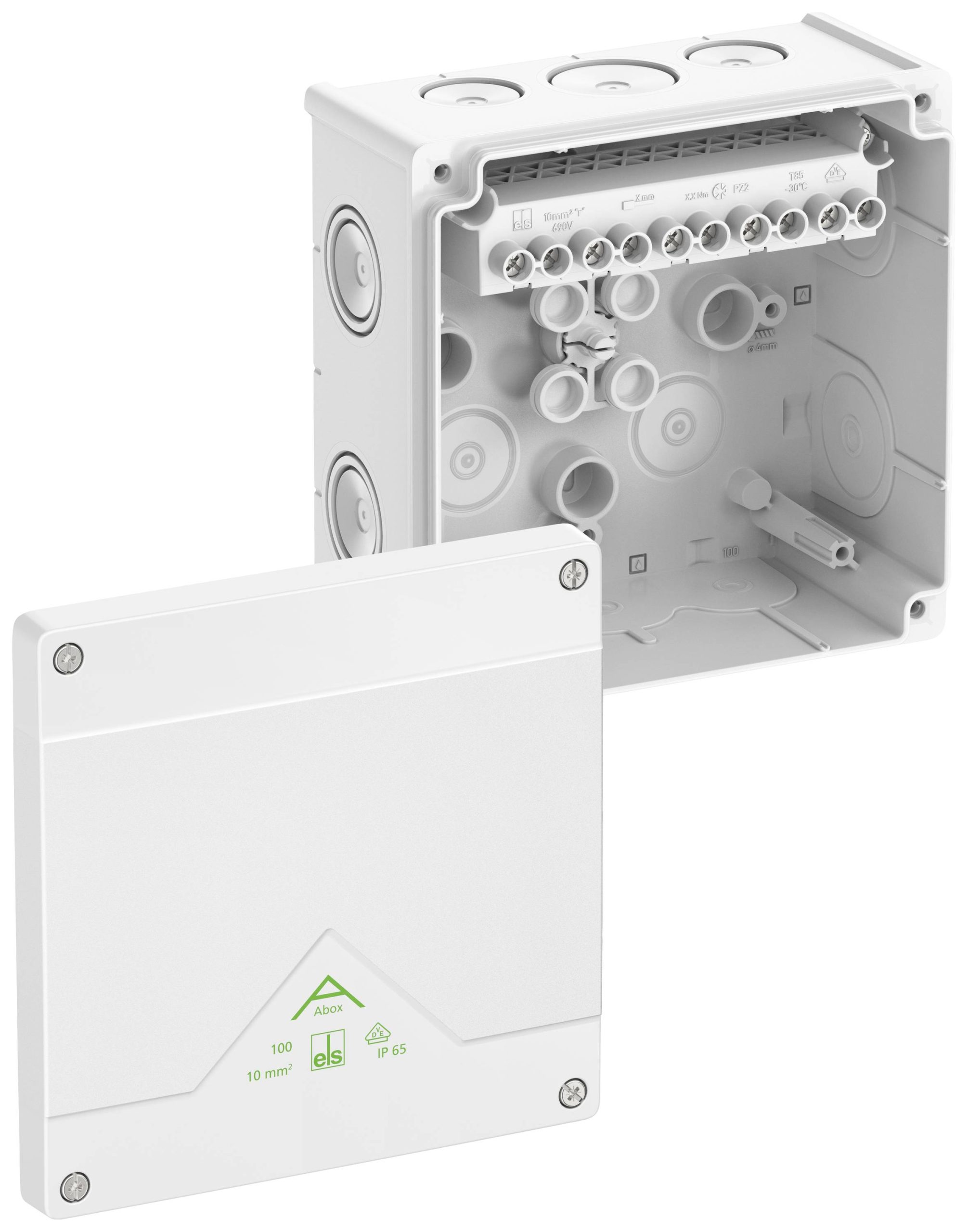 Spelsberg Abox 100-10²/w Aftakkast (l x b x h) 152 x 152 x 80 mm Wit IP66 1 stuk(s)