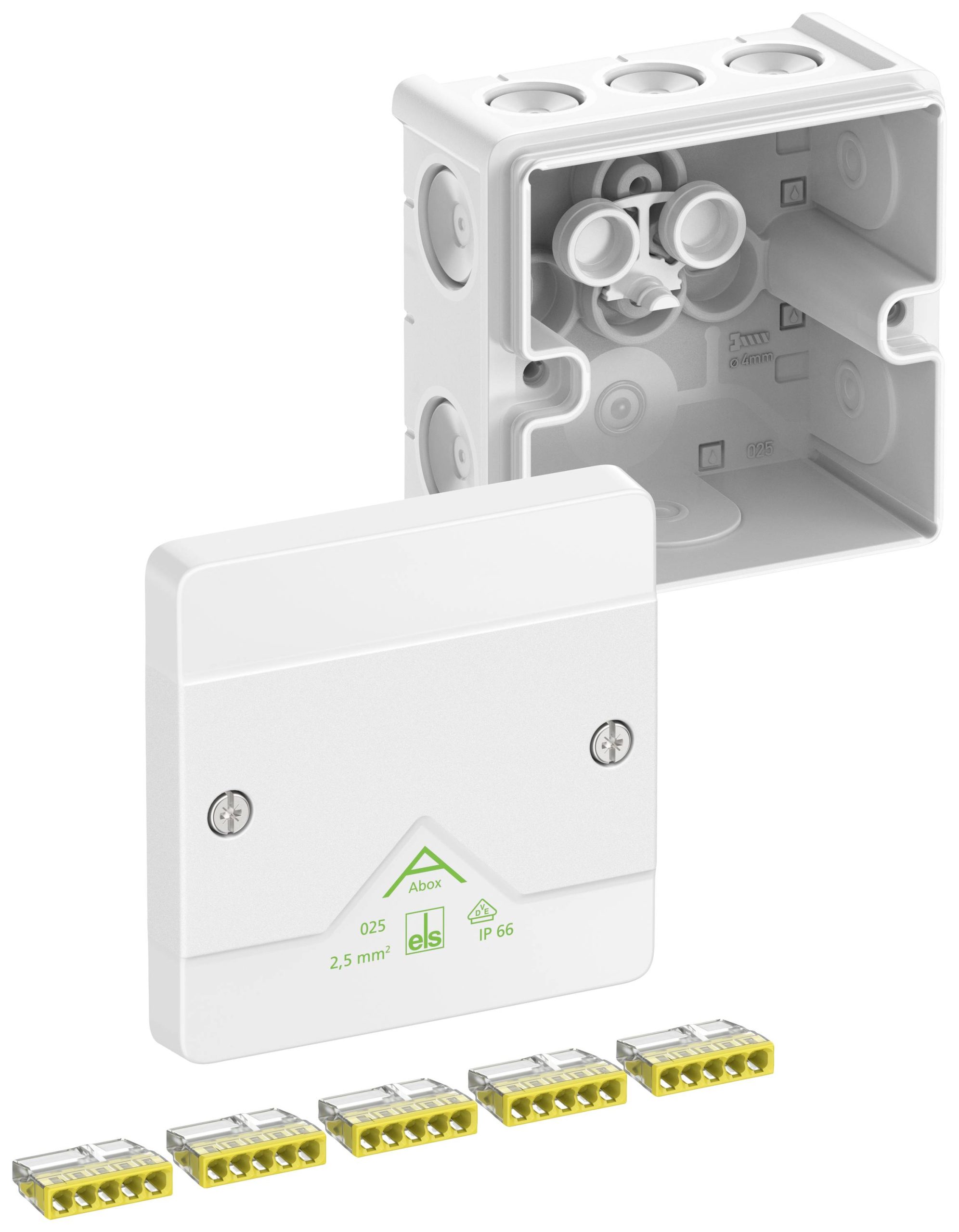 Spelsberg Abox 025-2,5²/w Aftakkast (l x b x h) 87 x 87 x 52 mm Wit IP66 1 stuk(s)