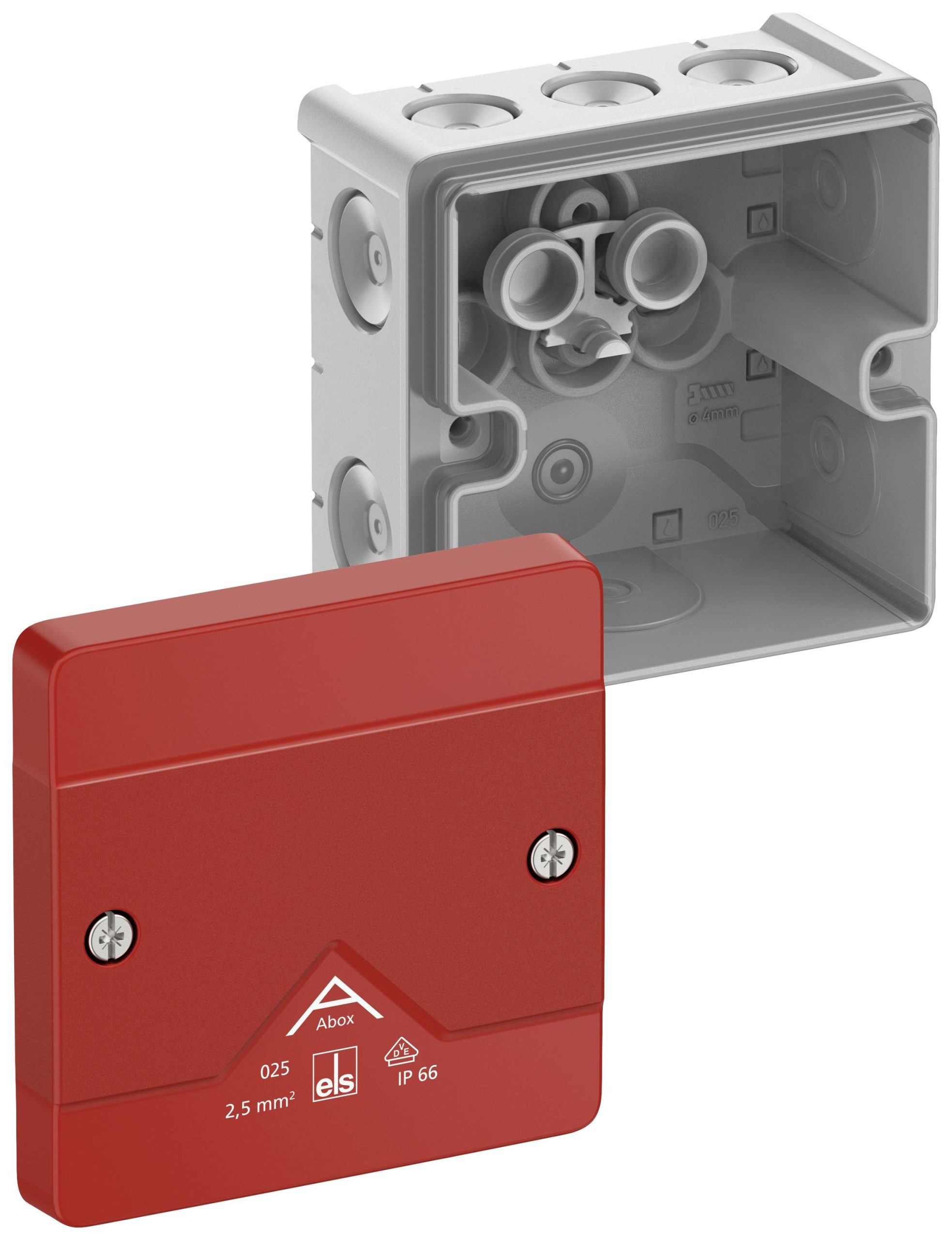 Spelsberg Abox 025-L/SB Aftakkast (l x b x h) 85 x 85 x 52 mm Grijs, Rood IP66 1 stuk(s)