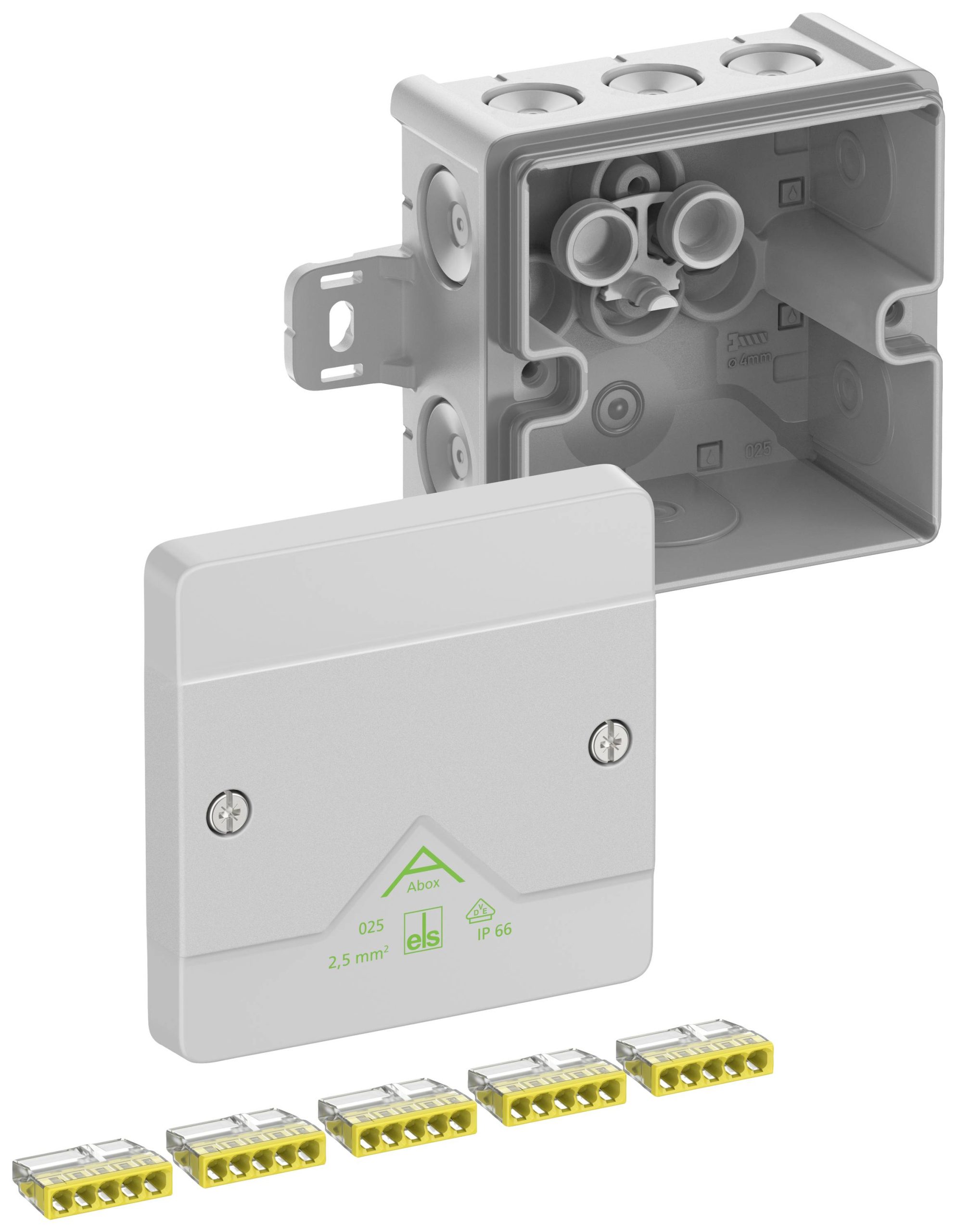 Spelsberg Abox 025 AB-2,5² Aftakkast (l x b x h) 87 x 87 x 52 mm Grijs IP66 1 stuk(s)
