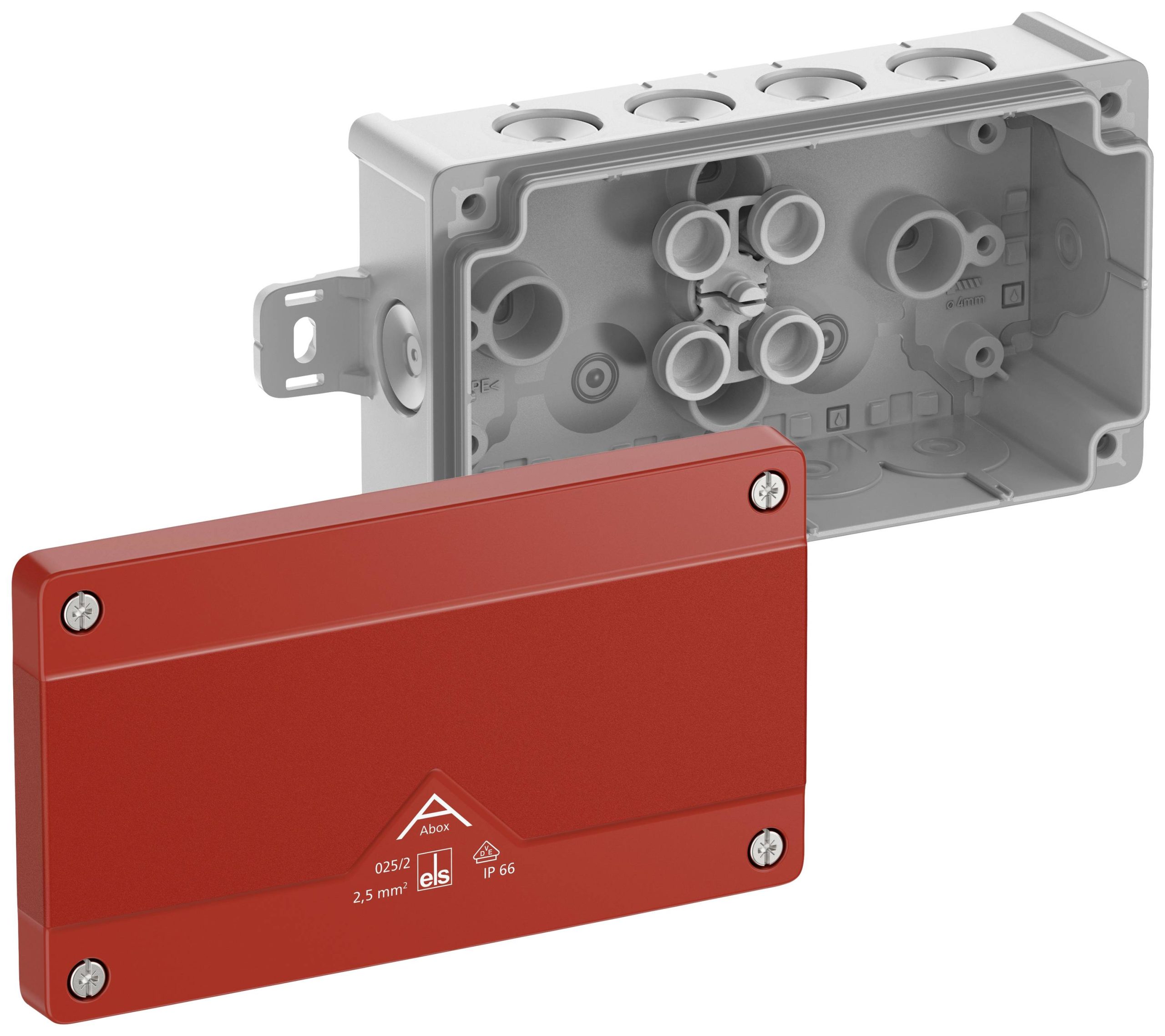 Spelsberg Abox 025/2 AB-L/SB Aftakkast (l x b x h) 87 x 152 x 52 mm Grijs, Rood IP66 1 stuk(s)