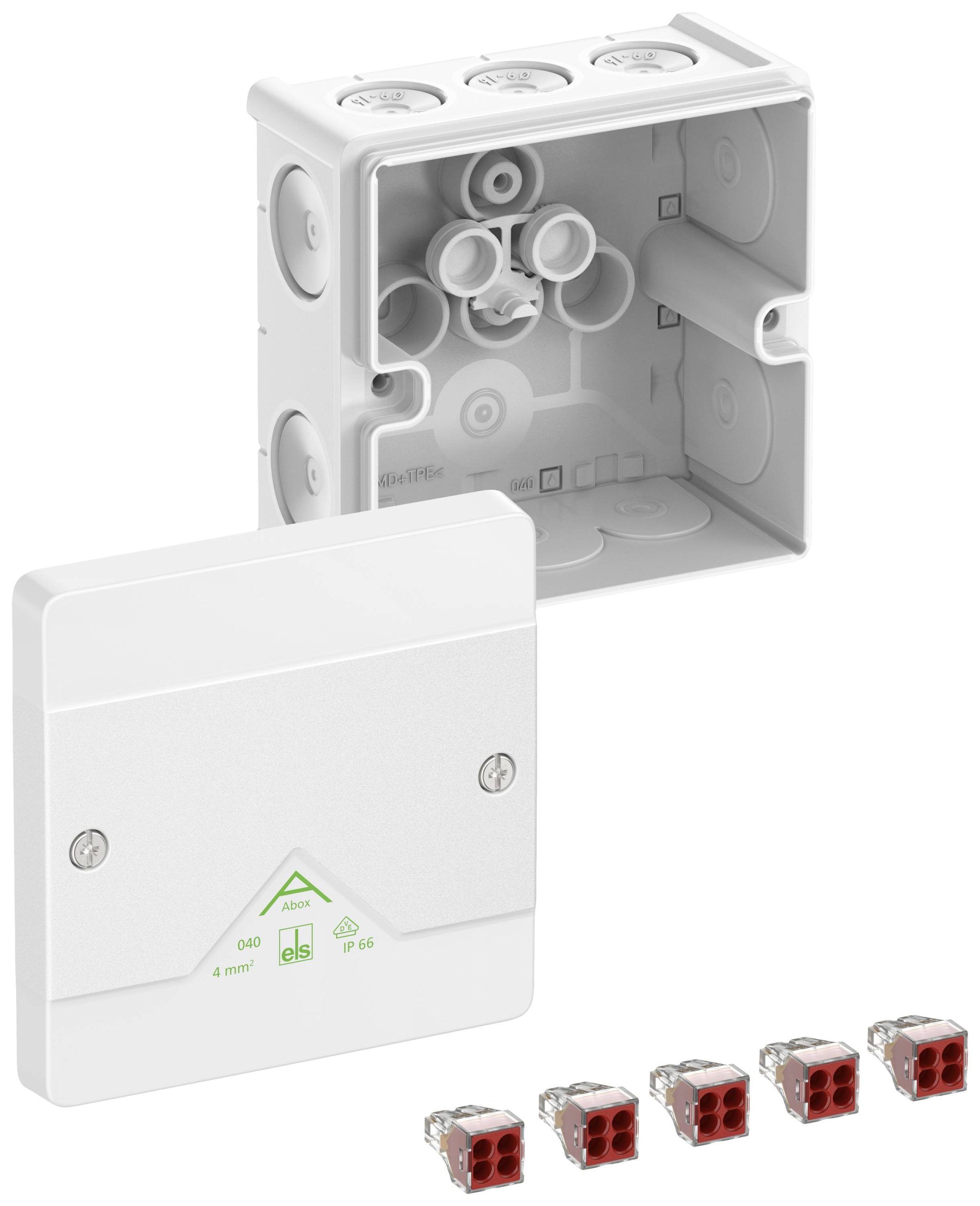 Spelsberg Abox 040-4²/w Aftakkast (l x b x h) 102 x 102 x 57 mm Wit IP66 1 stuk(s)