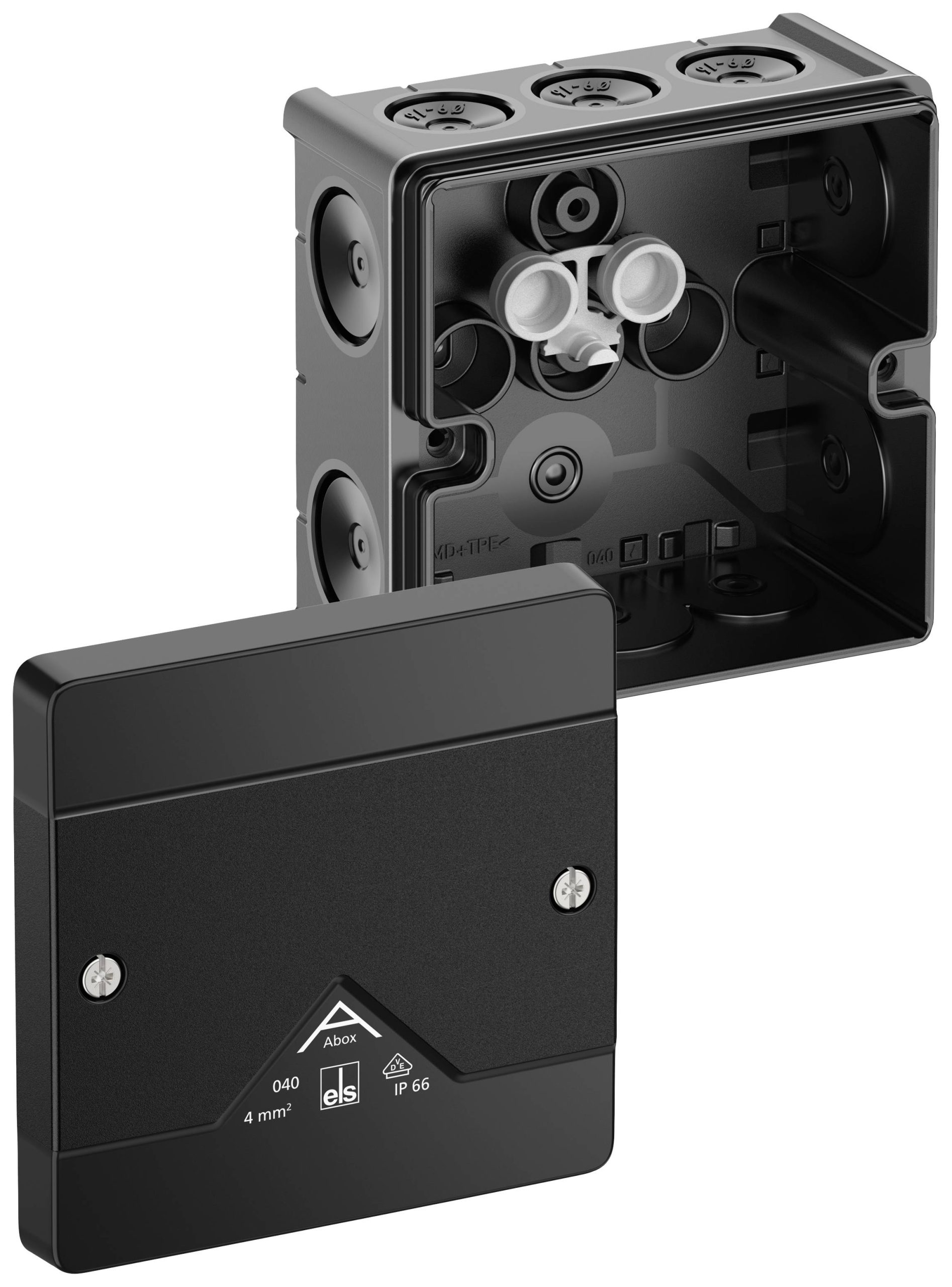 Spelsberg Abox 040-L/sw Aftakkast (l x b x h) 102 x 102 x 57 mm Zwart IP66 1 stuk(s)
