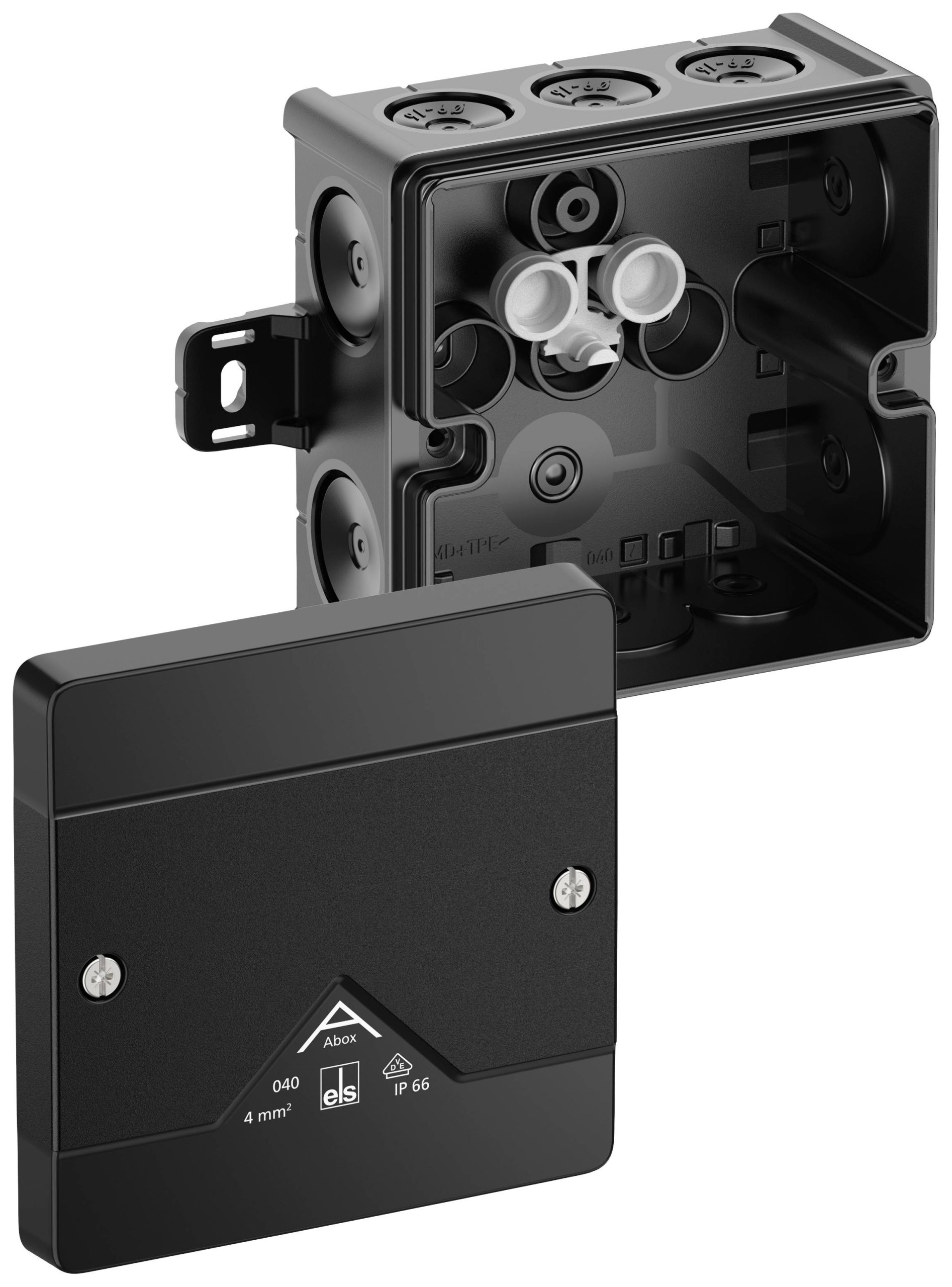 Spelsberg Abox 040 AB-L/sw Aftakkast (l x b x h) 102 x 102 x 57 mm Zwart IP66 1 stuk(s)