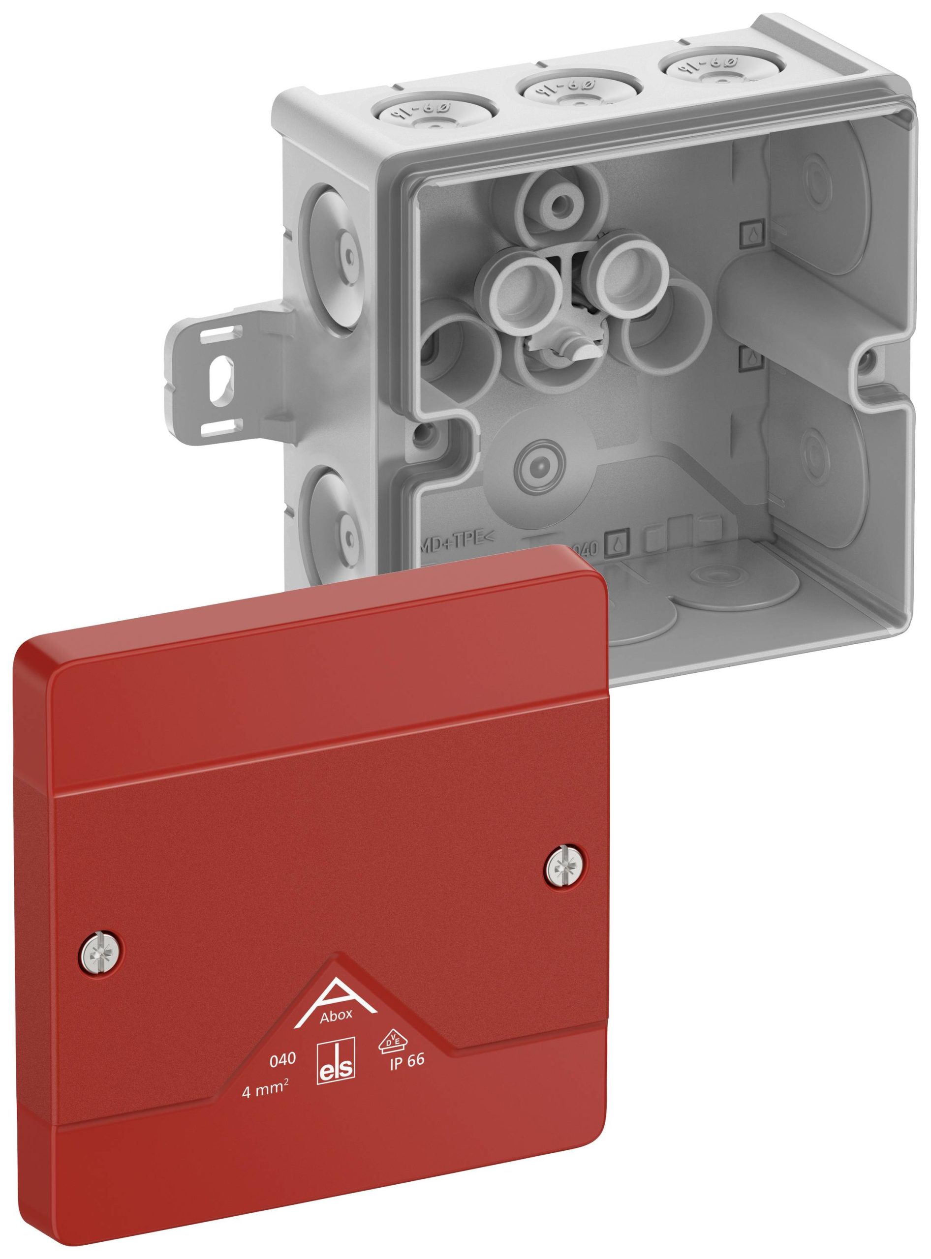 Spelsberg Abox 040 AB-L/SB Aftakkast (l x b x h) 102 x 102 x 57 mm Grijs, Rood IP66 1 stuk(s)