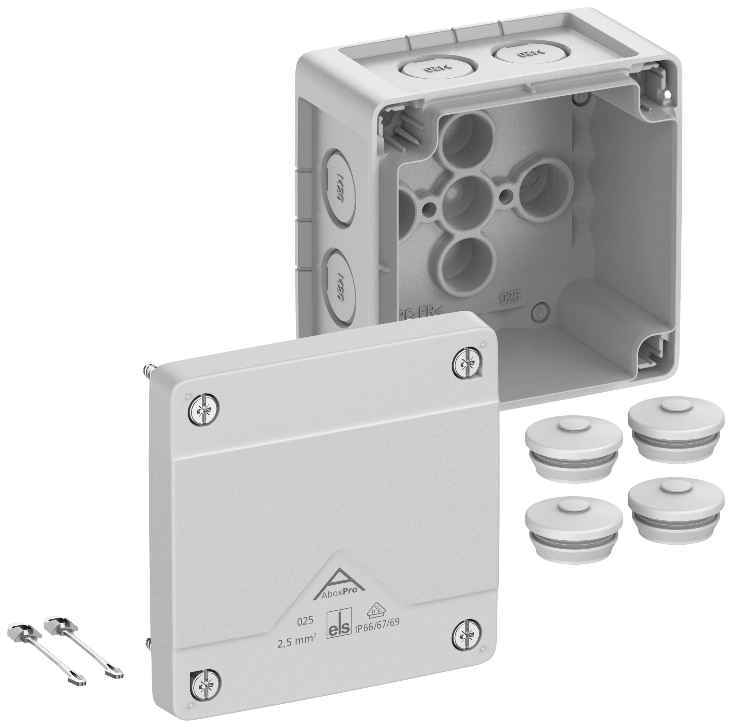 Spelsberg Abox Pro 025-L Aftakkast (l x b x h) 92 x 92 x 60 mm Grijs IP66, IP67, IP69 1 stuk(s)