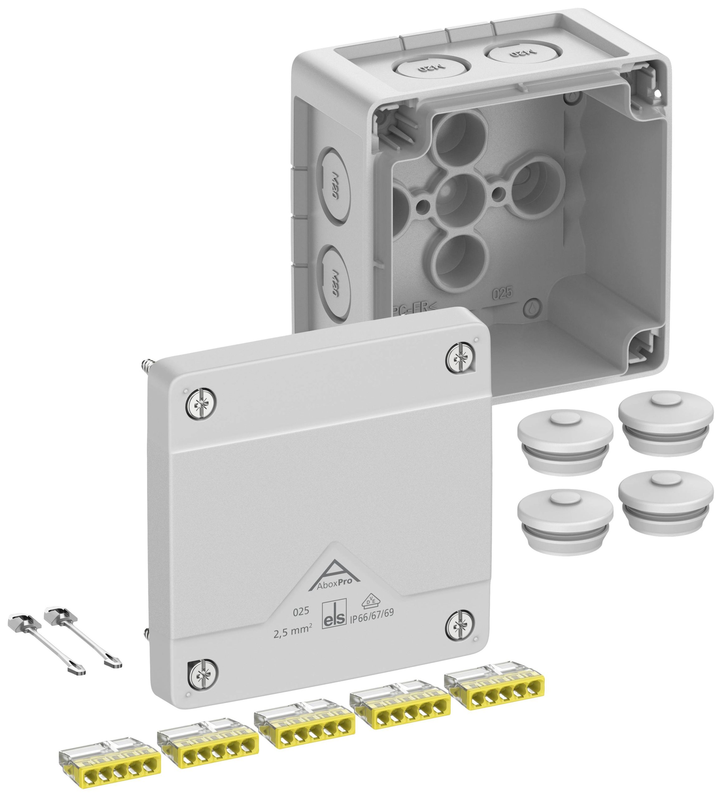 Spelsberg Abox Pro 025-2,5² Aftakkast (l x b x h) 92 x 92 x 60 mm Grijs IP66, IP67, IP69 1 stuk(s)