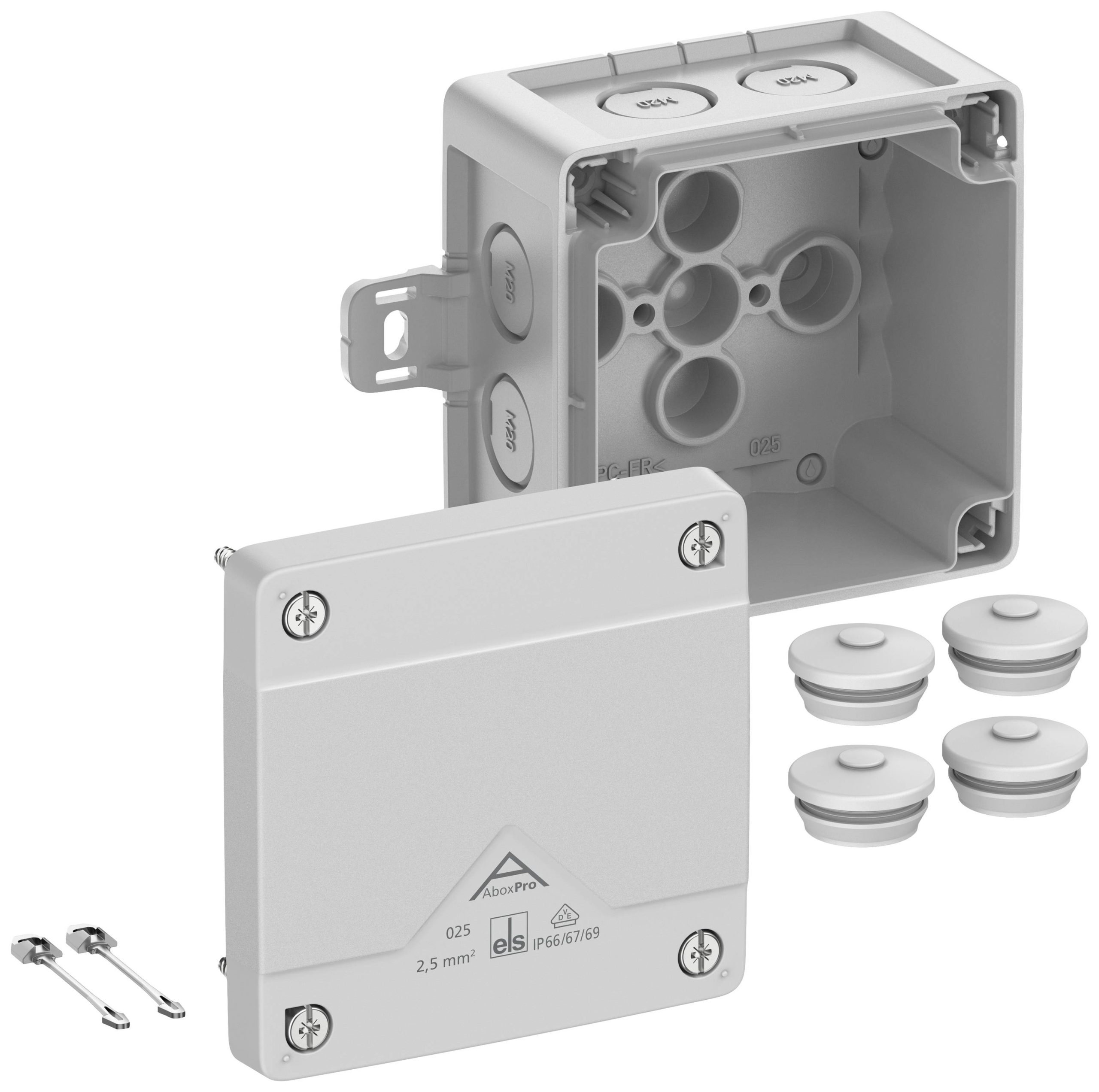 Spelsberg Abox Pro 025 AB-L Aftakkast (l x b x h) 92 x 92 x 60 mm Grijs IP66, IP67, IP69 1 stuk(s)