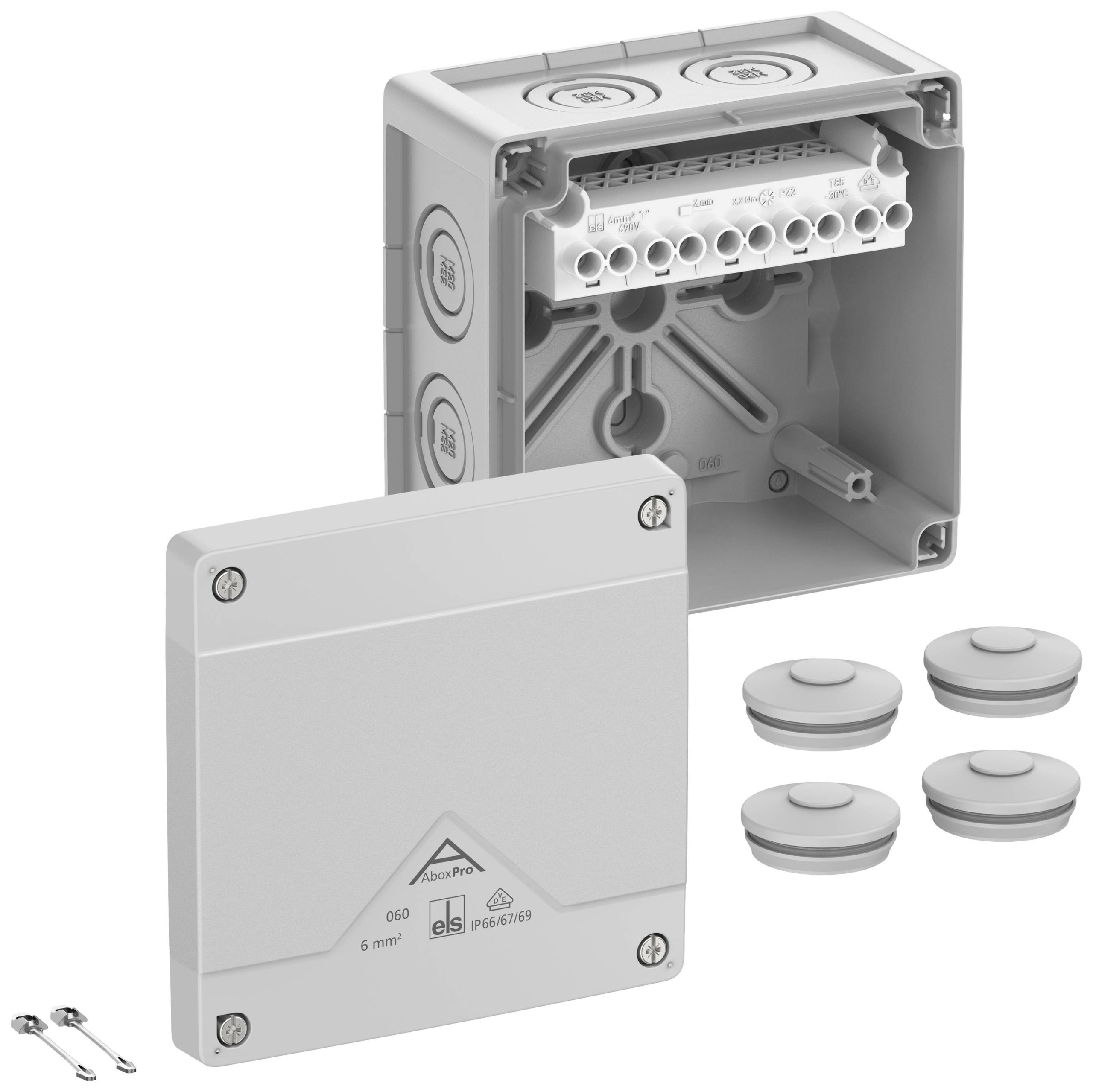 Spelsberg Abox Pro 060-6² Aftakkast (l x b x h) 125 x 125 x 75 mm Grijs IP66, IP67, IP69 1 stuk(s)