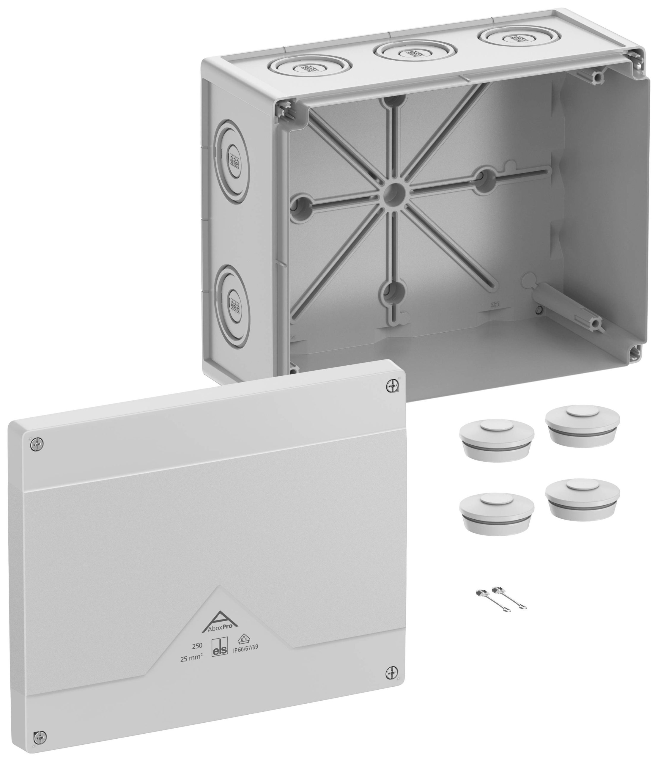 Spelsberg Abox Pro 250-L Aftakkast (l x b x h) 202 x 252 x 120 mm Grijs IP66, IP67, IP69 1 stuk(s)