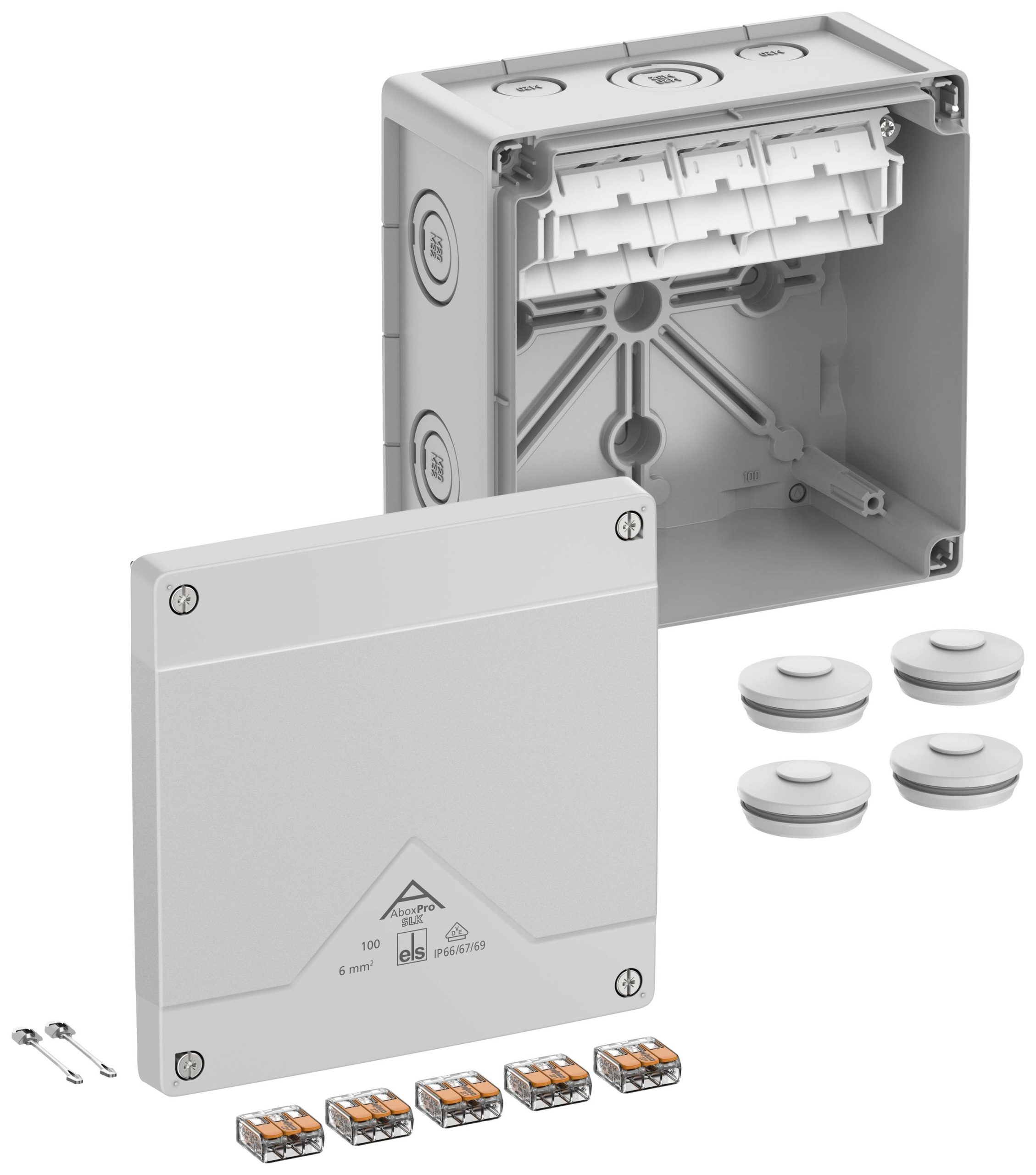 Spelsberg Abox Pro SLK-6² Aftakkast (l x b x h) 152 x 152 x 85 mm Grijs IP66, IP67, IP69 1 stuk(s)
