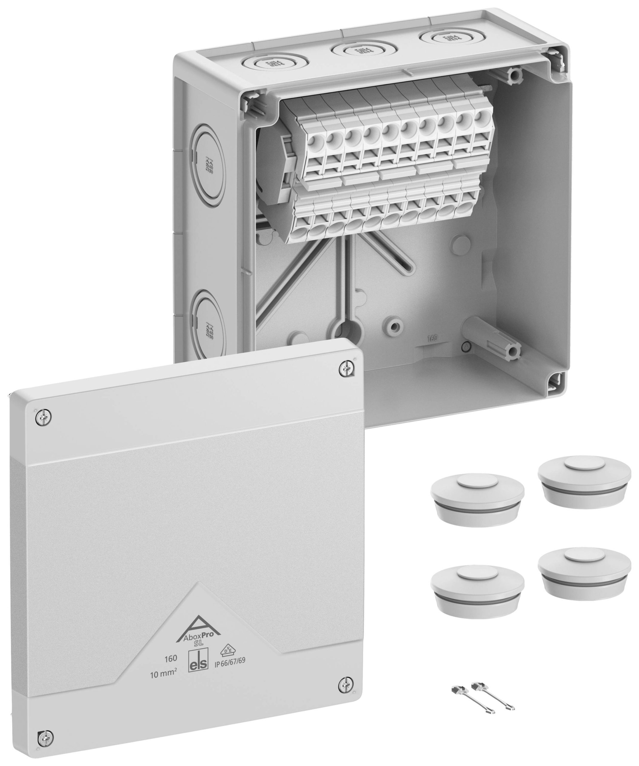 Spelsberg Abox Pro SL-10² Aftakkast (l x b x h) 182 x 182 x 90 mm Grijs IP66, IP67, IP69 1 stuk(s)
