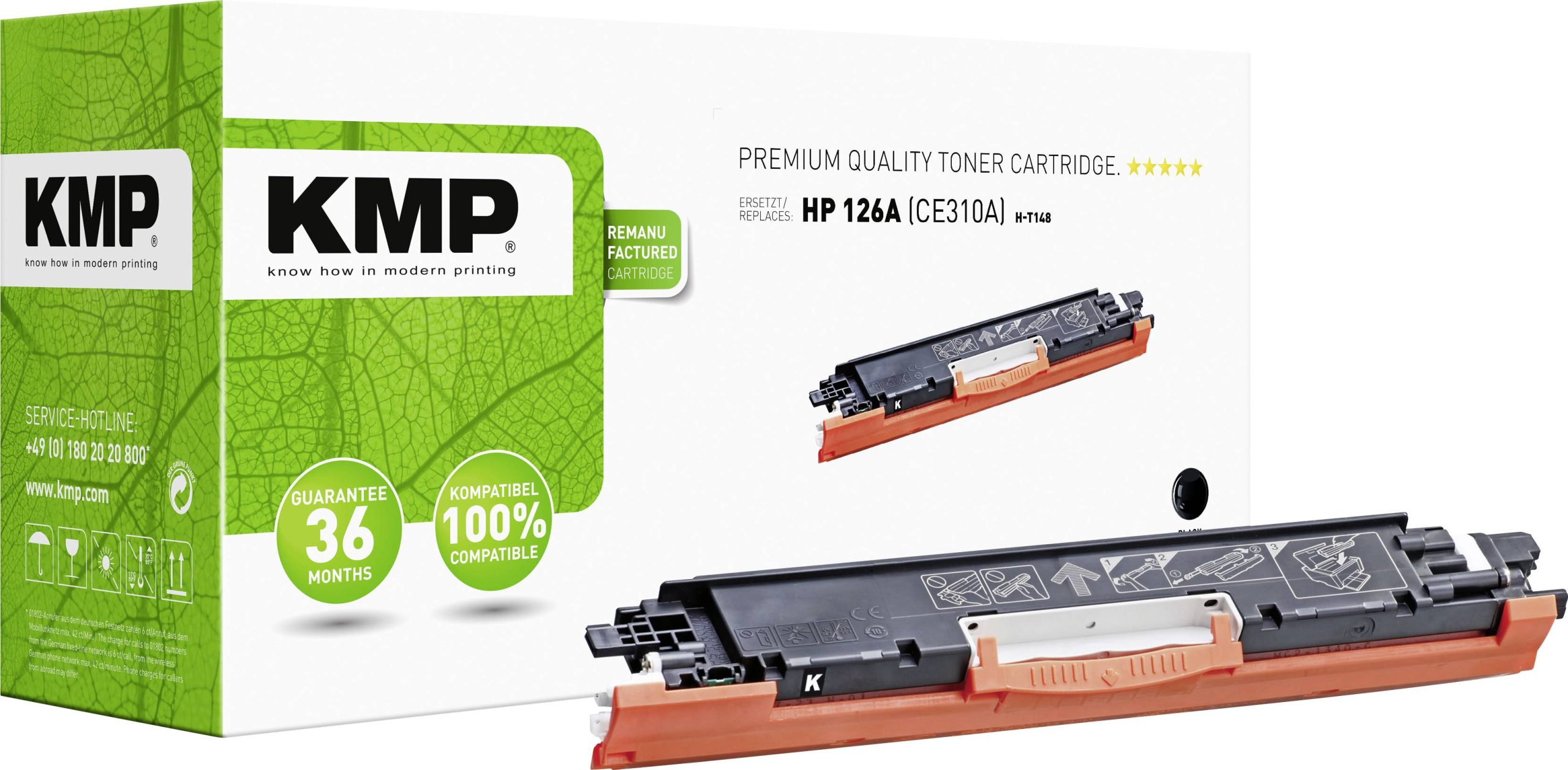 KMP Toner vervangt HP 126A, CE310A Compatibel Zwart 1200 bladzijden H-T148 1226,0000