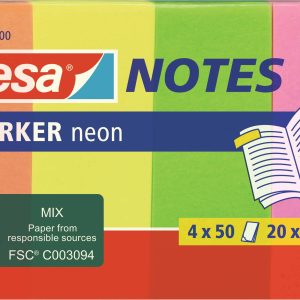tesa Plaknotitie 56691-00000-01 20 mm x 50 mm Oranje, Geel, Groen, Pink 200 vellen
