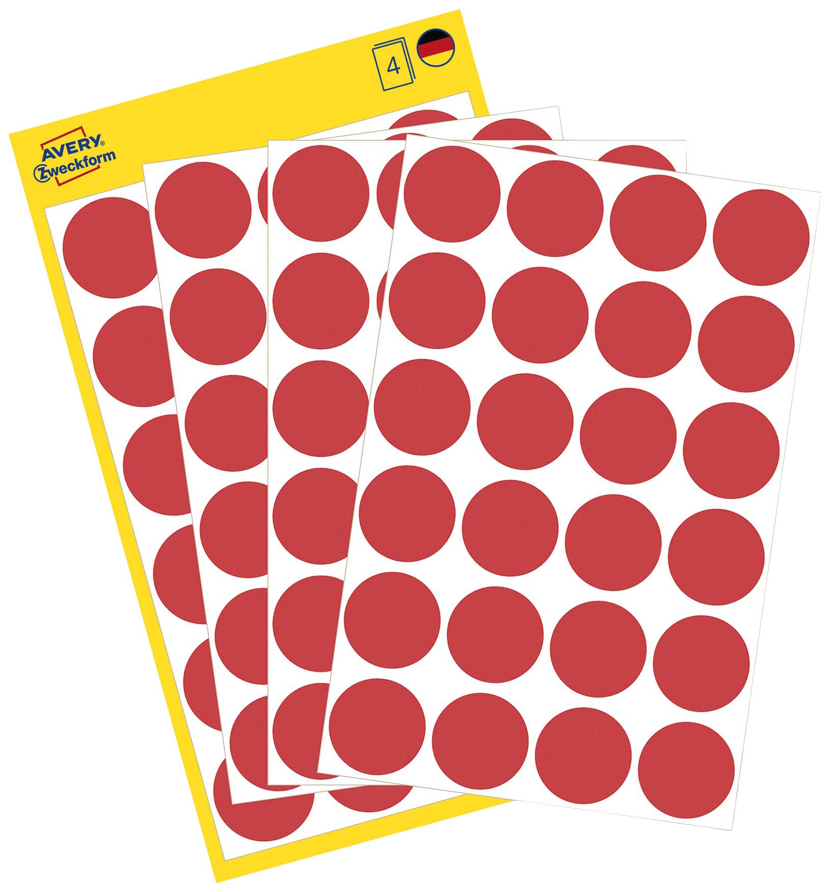 Avery-Zweckform 3004 Etiketten voor markeringspunten Ø 18 mm Rood 96 stuk(s) Permanent hechtend Papier