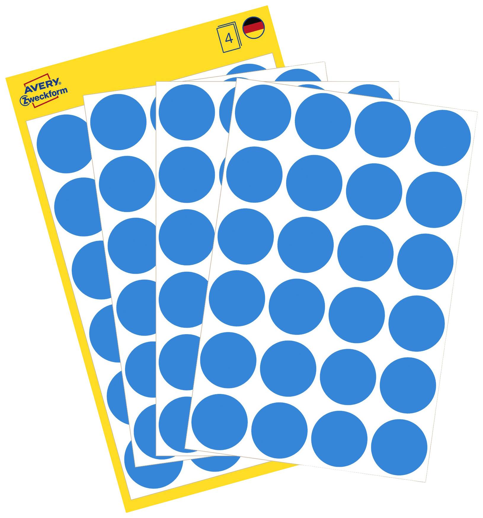 Avery-Zweckform 3005 Etiketten voor markeringspunten Ø 18 mm Blauw 96 stuk(s) Permanent hechtend Papier