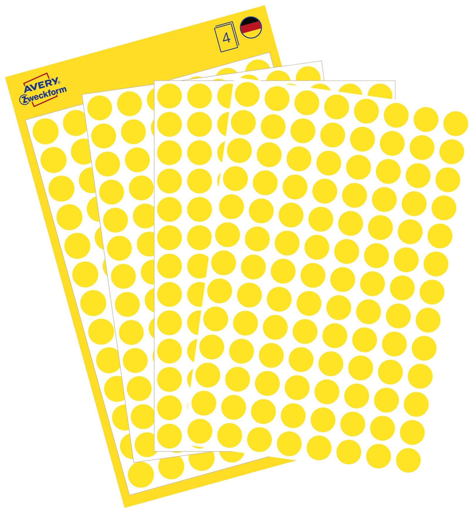 Avery-Zweckform 3013 Etiketten Ø 8 mm Papier Geel 416 stuk(s) Permanent hechtend Etiketten voor markeringspunten