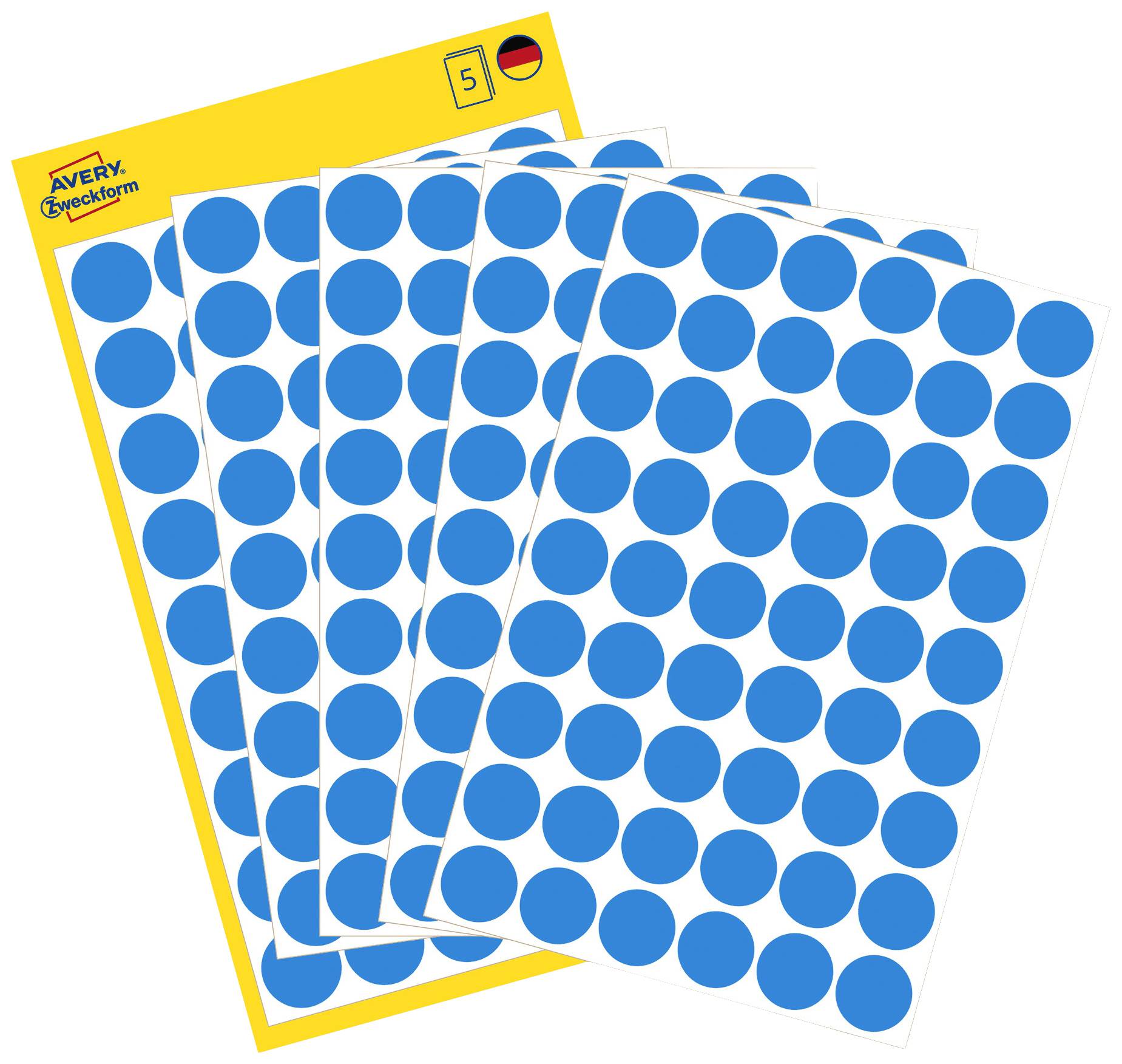 Avery-Zweckform 3142 Etiketten Ø 12 mm Papier Blauw 270 stuk(s) Permanent hechtend Etiketten voor markeringspunten