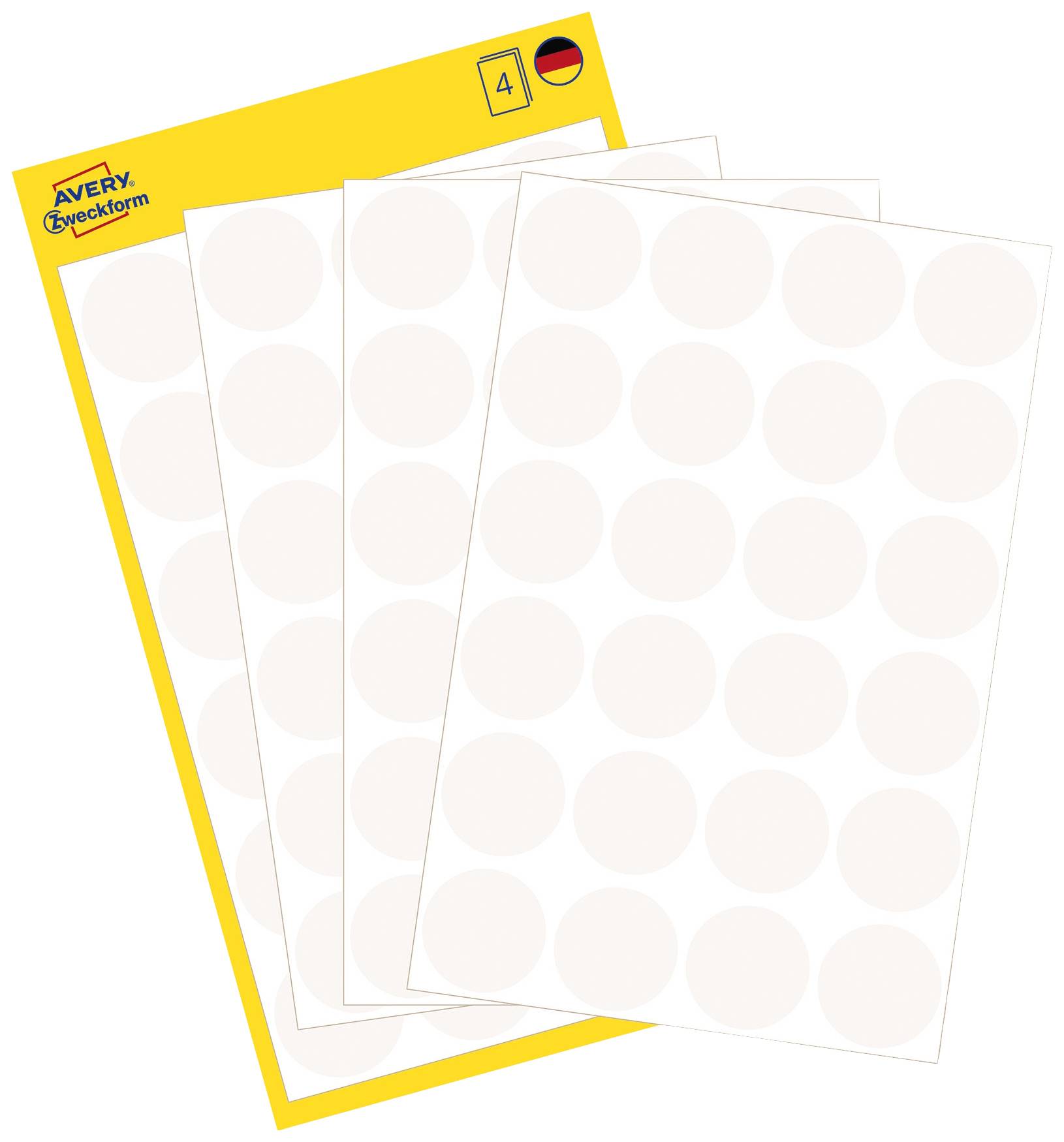 Avery-Zweckform 3170 Etiketten voor markeringspunten Ø 18 mm Wit 96 stuk(s) Permanent hechtend Papier