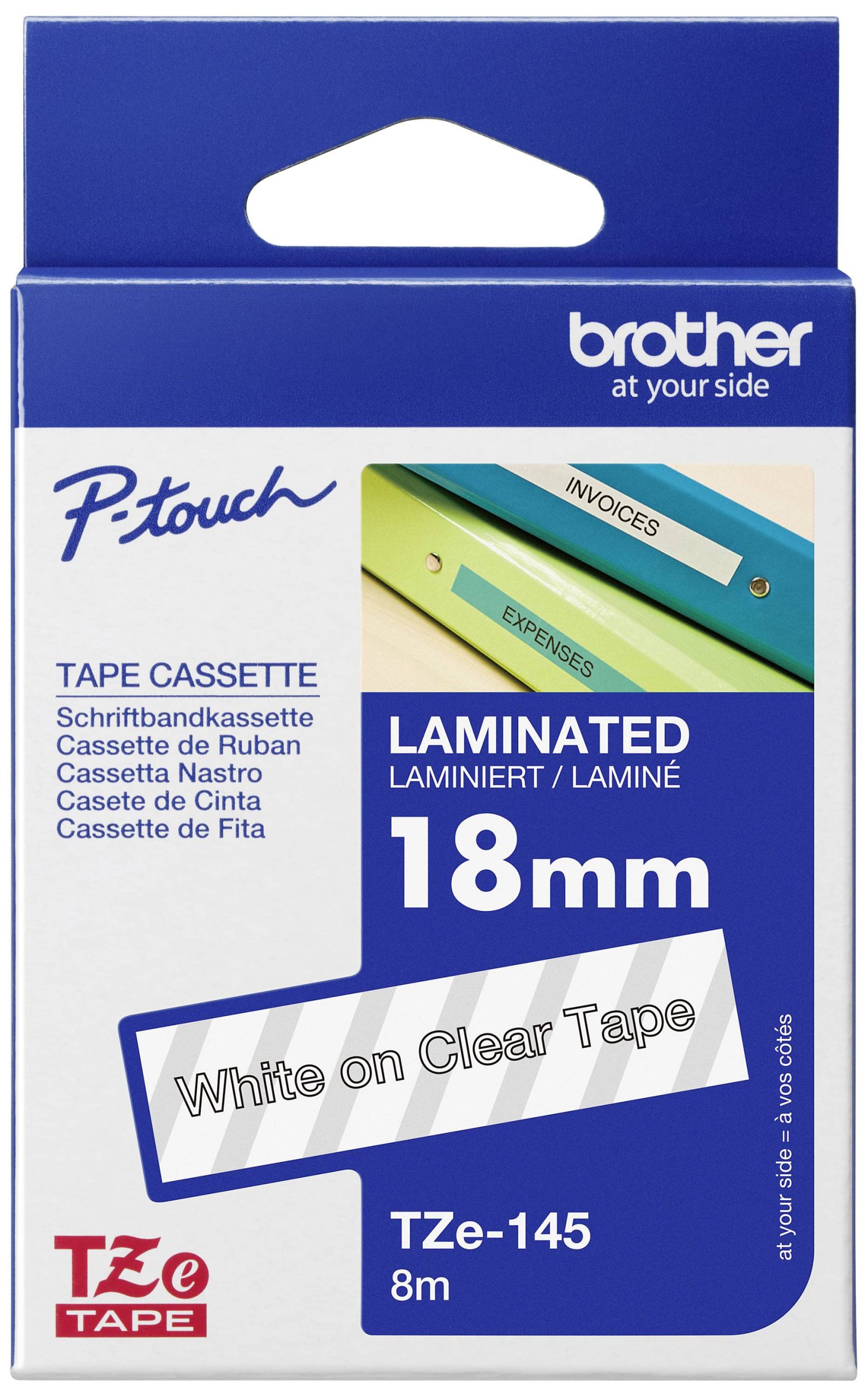 Etiketten Brother TZe, TZ TZe-145 Tapekleur: Transparant Tekstkleur:Wit 18 mm 8 m