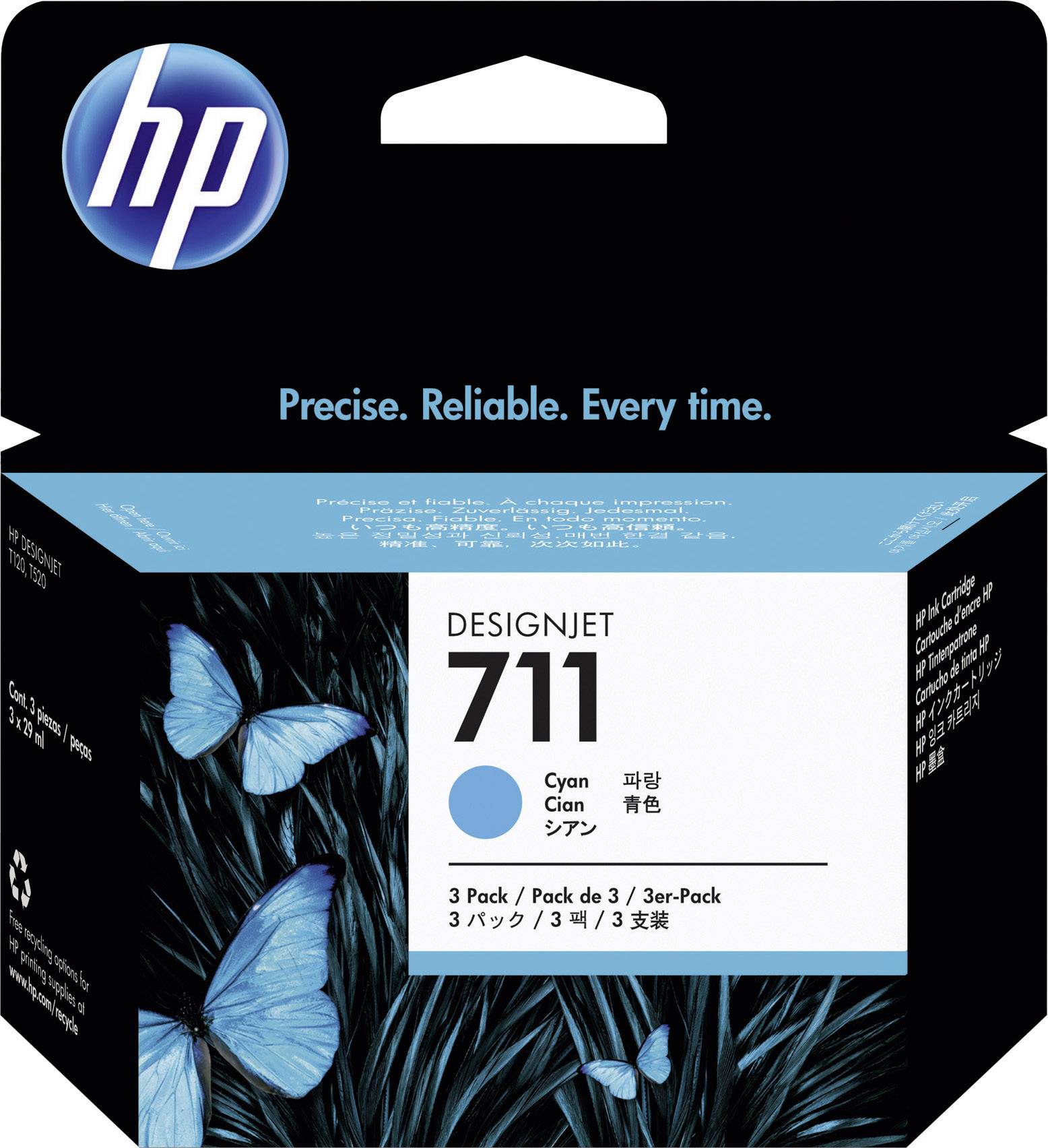 HP Inktcartridge 711 Origineel Triple Cyaan CZ134A