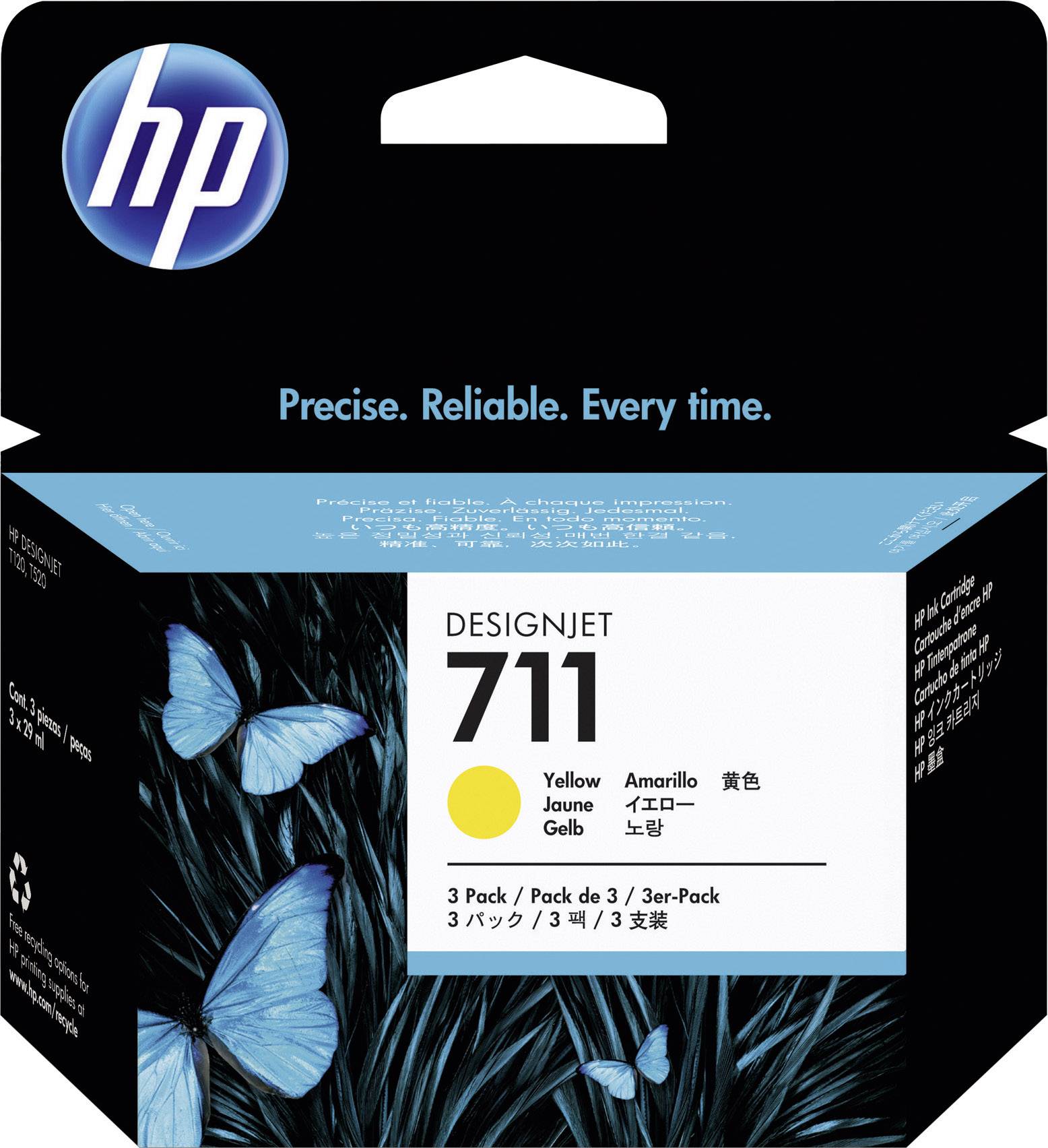 HP Inktcartridge 711 Origineel Triple Geel CZ136A
