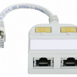 Telegärtner RJ45 Netwerk Y-adapter CAT 5e [2x RJ45-bus – 1x RJ45-stekker] 15.00 cm Wit