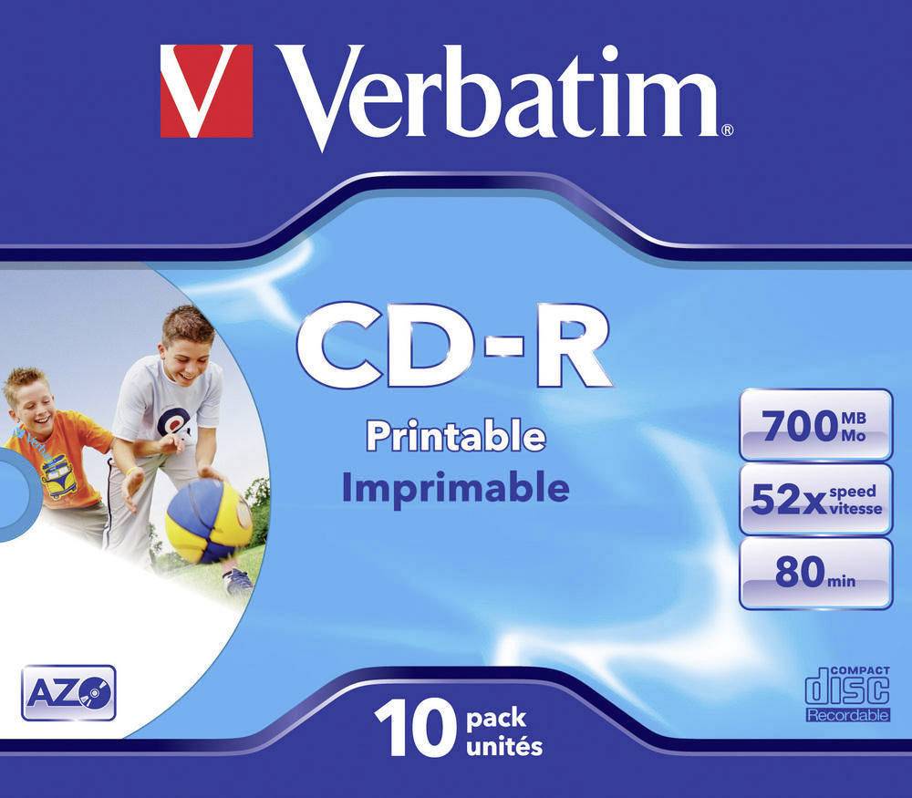 Verbatim 43325 CD-R 80 disc 700 MB 10 stuk(s) Jewelcase Bedrukbaar
