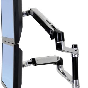 Ergotron LX Dual Arm Stacking Desk Mount Monitor-tafelbeugel Incl. laptophouder 38,1 cm (15″) – 61 cm (24″) Aluminium In