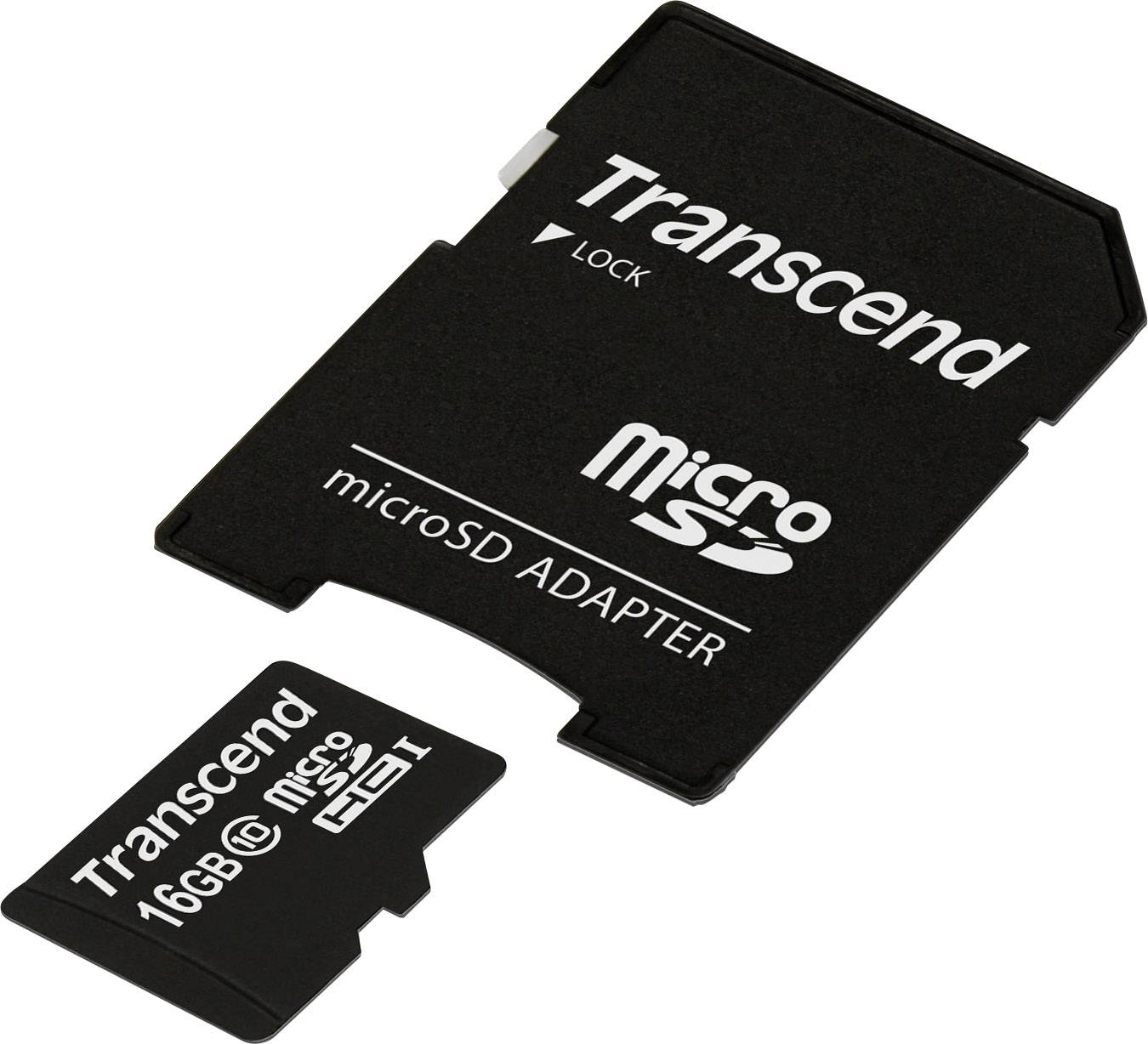 Transcend Premium microSDHC-kaart 16 GB Class 10, UHS-I Incl. SD-adapter