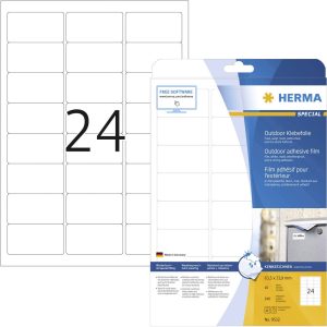 Herma 9532 Folie-etiketten 63.5 x 33.9 mm Polyethyleen folie Wit 240 stuk(s) Permanent hechtend Laser (kleur), Laser (zw Herma 9532 Folie-etiketten 63.5 x 33.9 mm Polyethyleen folie Wit 240 stuk(s) Permanent hechtend Laser (kleur), Laser (zw