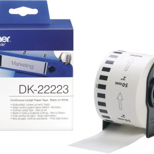 Brother DK-22223 Rol met etiketten 50 mm x 30.48 m Papier Wit 1 stuk(s) Permanent hechtend DK22223 Universele etiketten Brother DK-22223 Rol met etiketten 50 mm x 30.48 m Papier Wit 1 stuk(s) Permanent hechtend DK22223 Universele etiketten