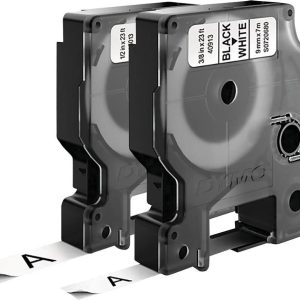 DYMO 40913, 45013 Labeltape Set van 2 stuks Tapekleur: Wit Tekstkleur: Zwart 9 mm, 12 mm 7 m DYMO 40913, 45013 Labeltape Set van 2 stuks Tapekleur: Wit Tekstkleur: Zwart 9 mm, 12 mm 7 m