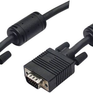 Manhattan 317733 VGA-kabel VGA Aansluitkabel VGA-stekker 15-polig, VGA-stekker 15-polig 3.00 m Zwart Schroefbaar, Met Fe